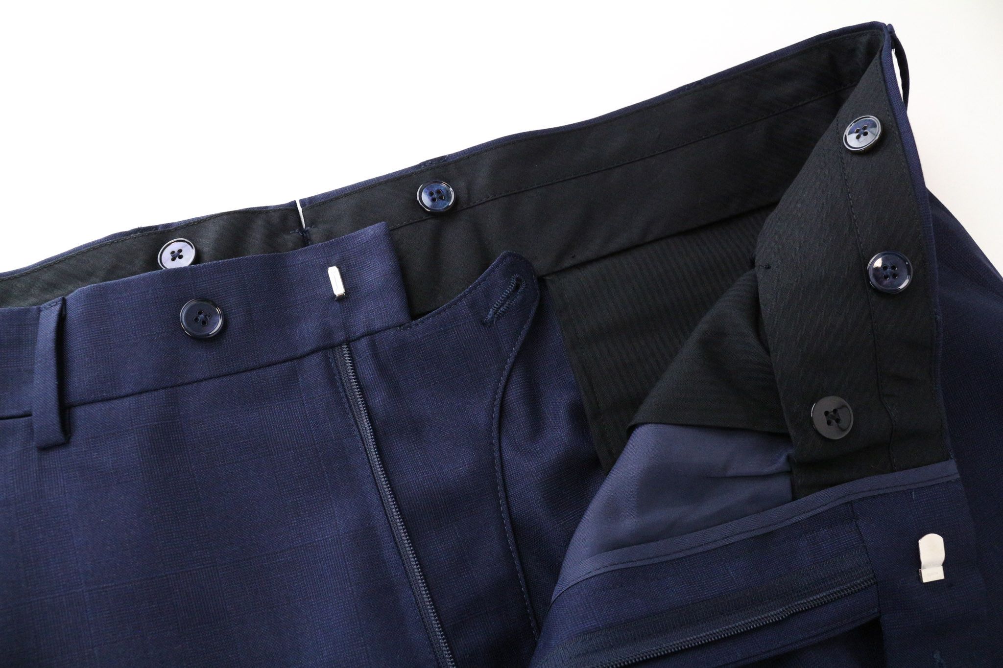 Suitsupply UK44S Blue Slim Glen Check Wool Trousers 75946 Size 44S - 3 Thumbnail