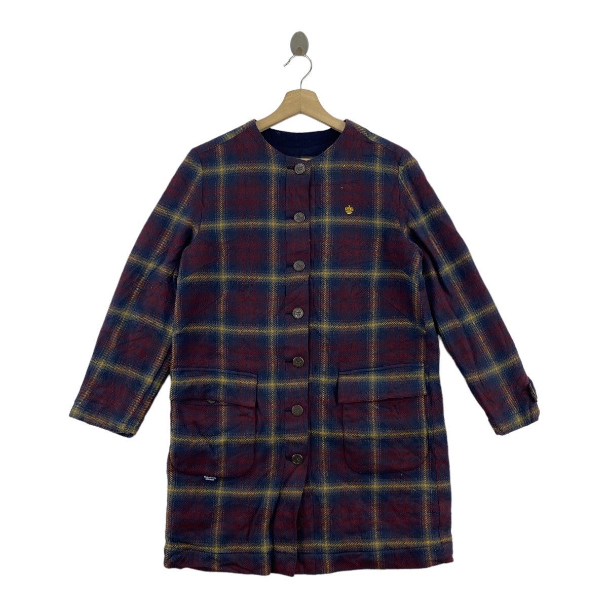 Mademoiselle Non Non MADEMOISELLE NON NON Check Tartan Button Up Wool Parka Size M / US 6-8 / IT 42-44 - 1 Thumbnail