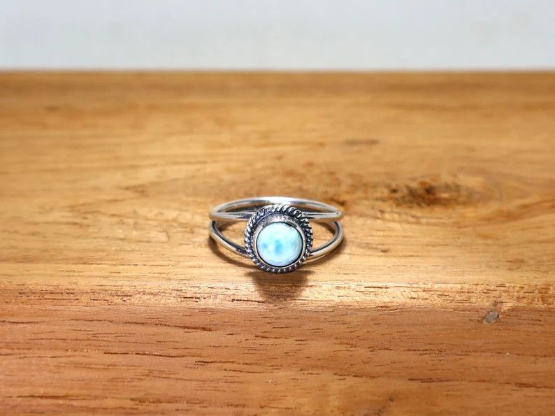 Handmade Handmade Larimar Sterling Silver Ring: February Birthstone Size ONE SIZE - 2 Thumbnail