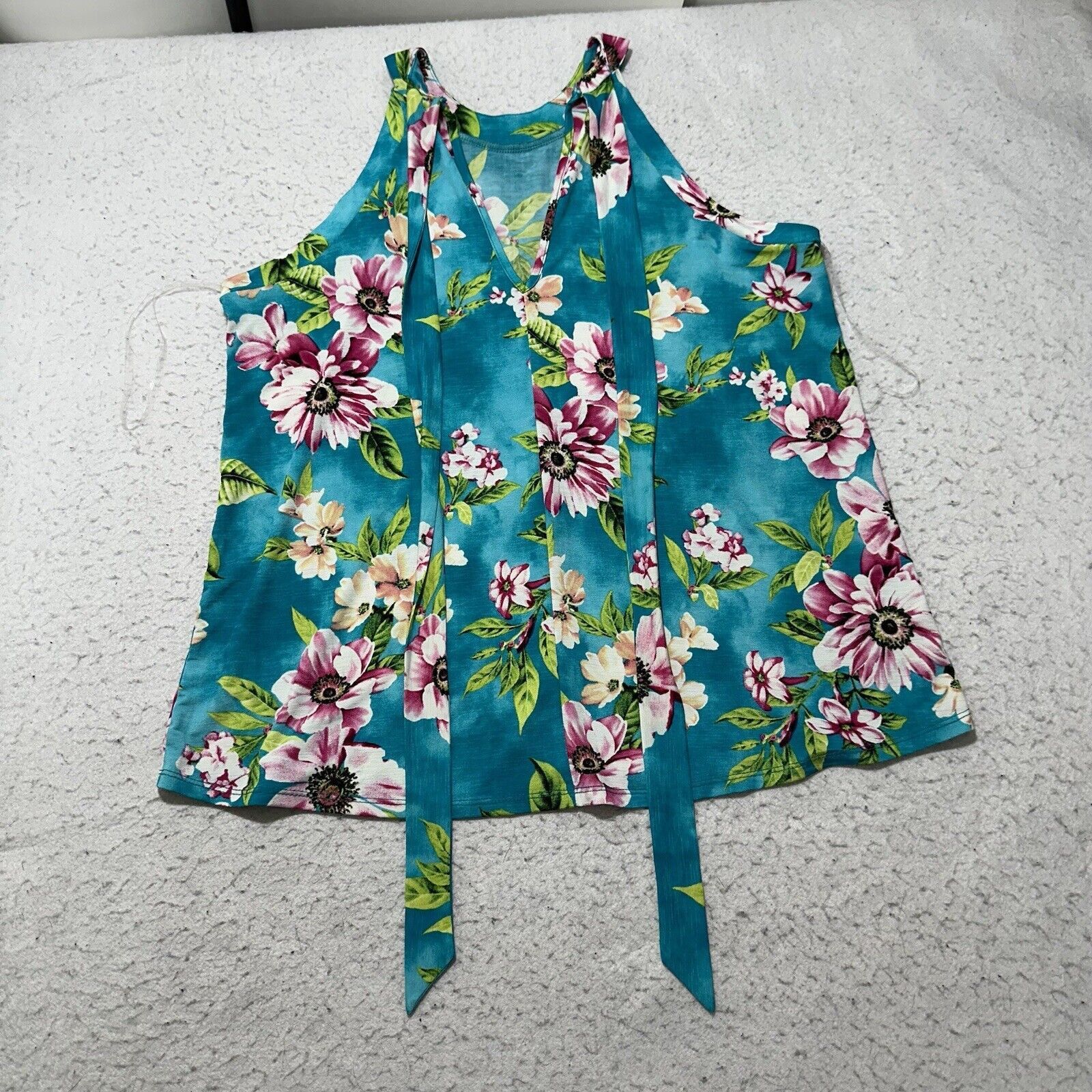 Other Sew In Love Small Tropical Hawaiian Floral Blue Tank Top Size S / US 4 / IT 40 - 1 Thumbnail