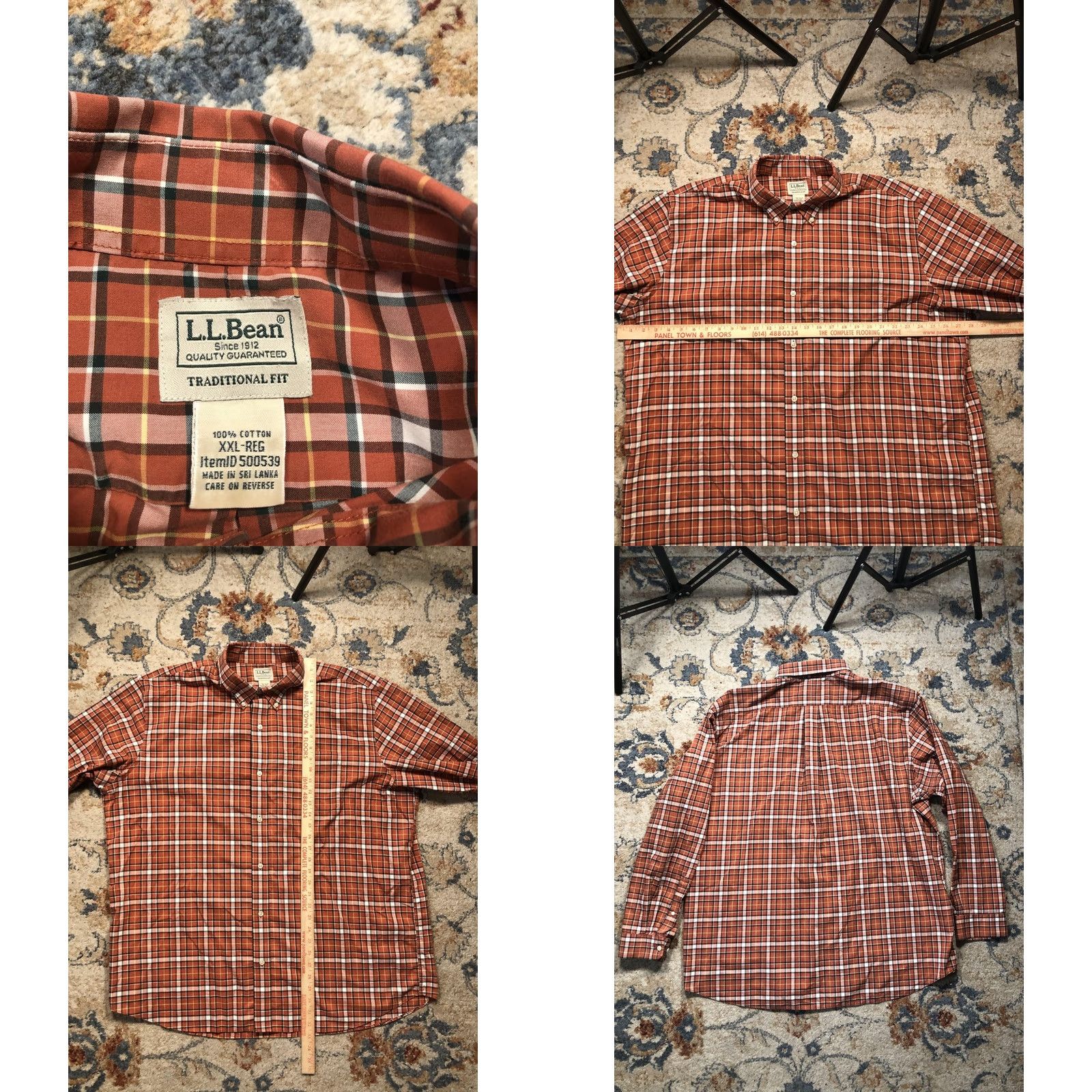Vintage L.L.Bean Shirt Mens 2XL Orange Plaid Button-Down Cotton Traditional Fit Long Sleeve Size US XXL / EU 58 / 5 - 8 Thumbnail