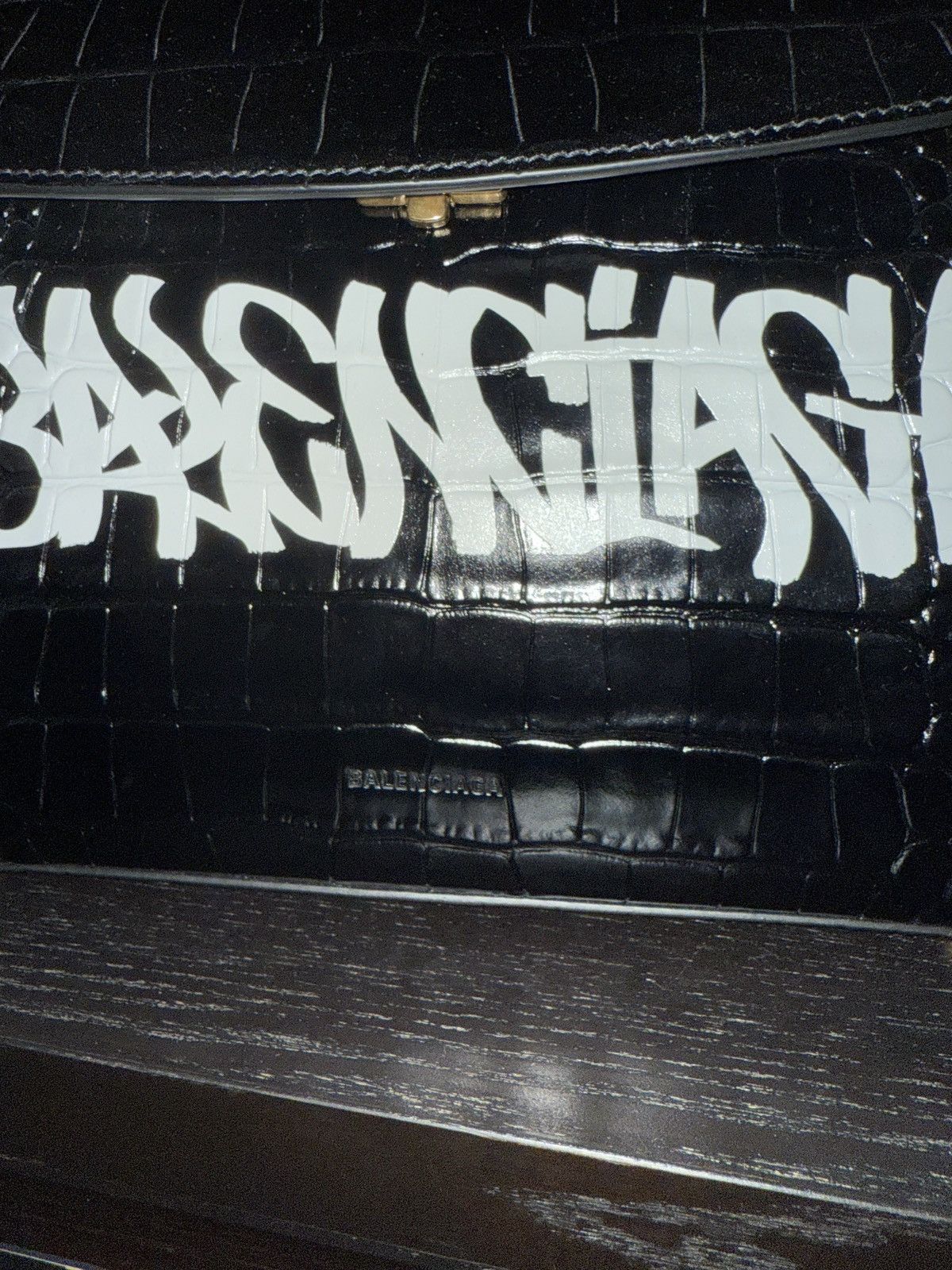Balenciaga Balenciaga Black-Croc Embossed Leather Bag Size ONE SIZE - 4 Thumbnail