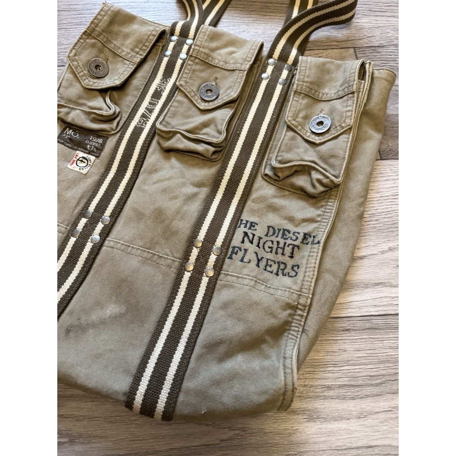 Diesel VINTAGE Diesel Khaki Green Army Flight Cargo Shoulder Bag Archive 2000’s Unisex Adults Bag Size ONE SIZE - 2 Thumbnail