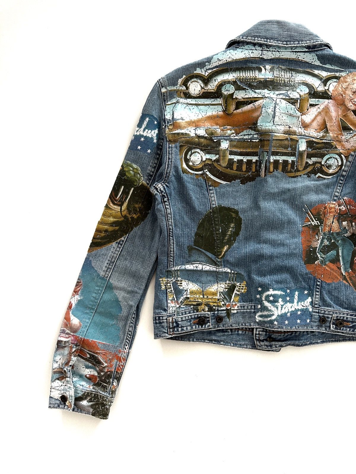 Dolce & Gabbana Vintage Dolce & Gabbana Pin Up Girls Retro Car Denim Jacket Size L / US 10 / IT 46 - 6 Thumbnail