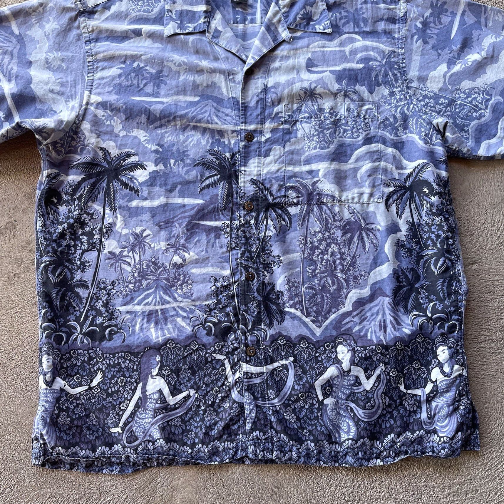 Patagonia VINTAGE Patagonia Shirt Mens Large Blue Button Up Pataloha Blue Loop Collar Hawaiian Floral Short Sleeve Cotton Button-Up Collared Beach Retro Size US L / EU 52-54 / 3 - 4 Thumbnail