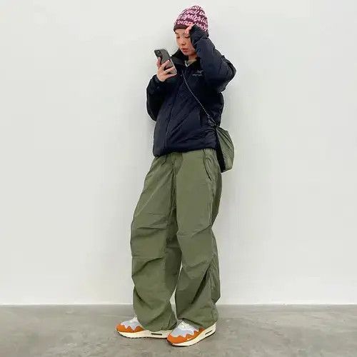 Japanese Brand × Vintage Unisex green loose fit parachute pant Size 27" / US 4 / IT 40 - 2 Thumbnail
