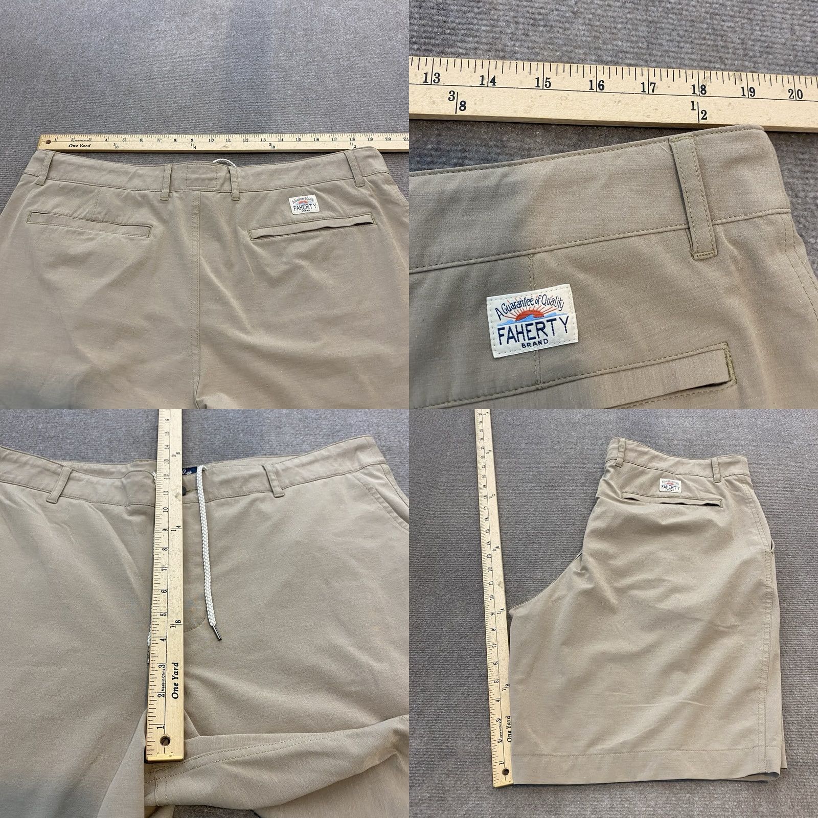 Faherty Faherty Shorts Mens 38 Beige 9" All Day Polyester Performance Drawstring Golf Size US 38 / EU 54 - 8 Thumbnail