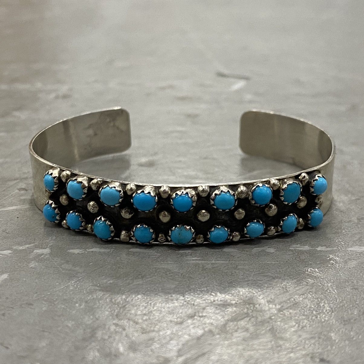 Kapital × Vintage Vtg 70s Navajo Zuni Sterling Turquoise Petit Point Cuff 925 Size ONE SIZE - 3 Thumbnail
