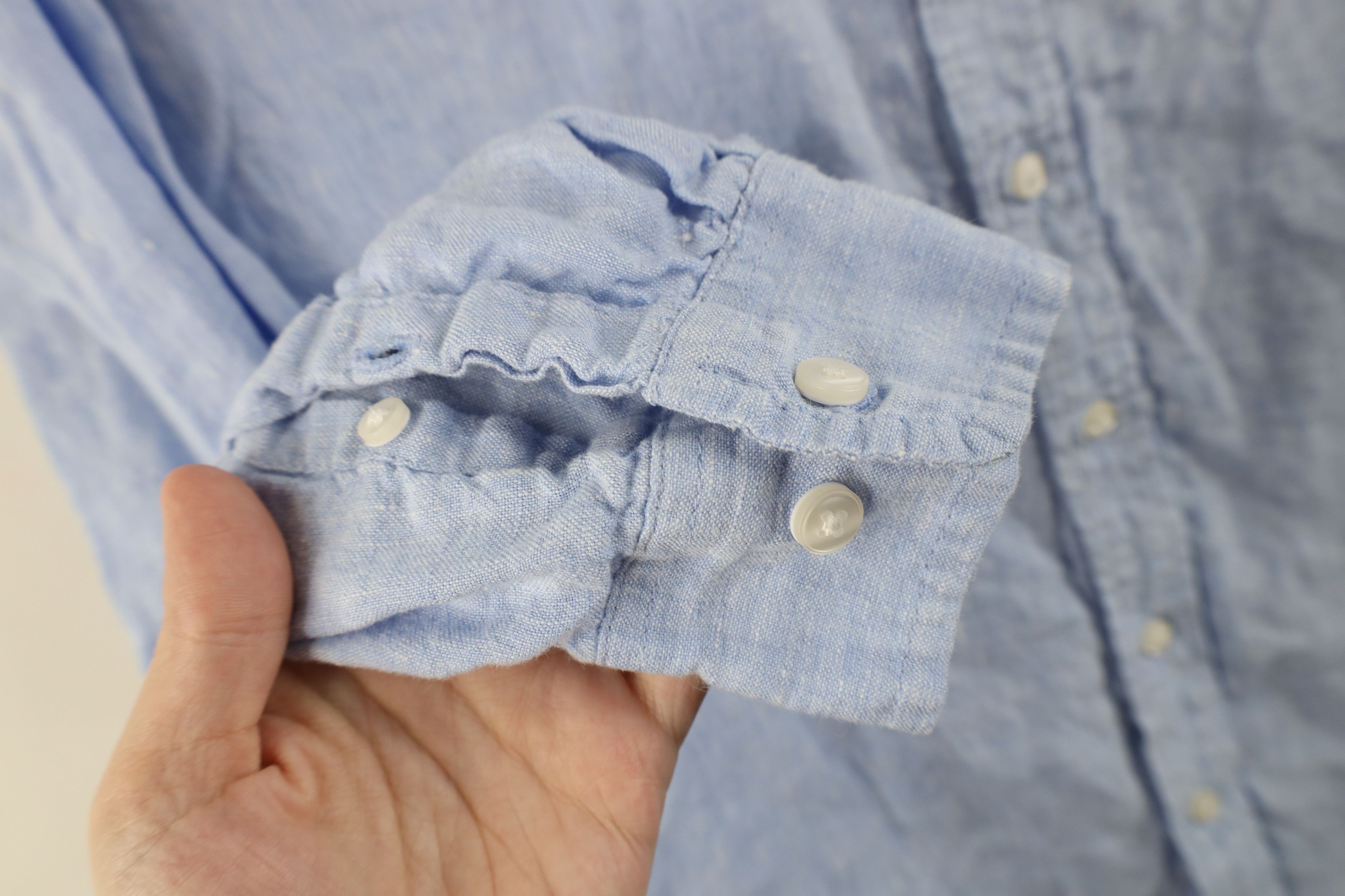 L.L. Bean × Vintage Vintage LL Bean Fitted Linen Collared Button Shirt Blue Size US M / EU 48-50 / 2 - 8 Thumbnail