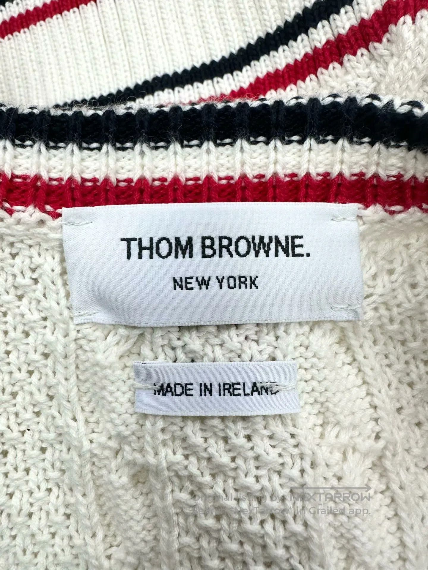 Thom Browne Thom Browne White Striped Wool Knit Cardigan Jacket| Size US XS / EU 42 / 0 - 3 Thumbnail