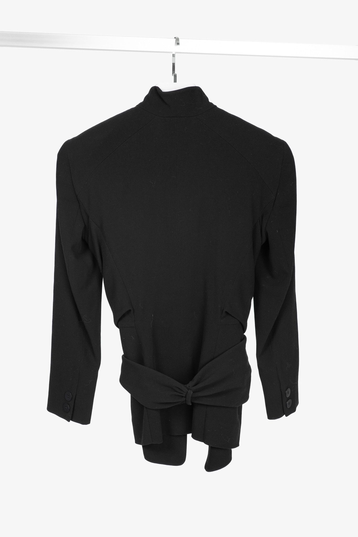 Donna Karan Donna Karan New York Black Wool-Crepe Wrap Blazer Size XS / US 0-2 / IT 36-38 - 2 Thumbnail