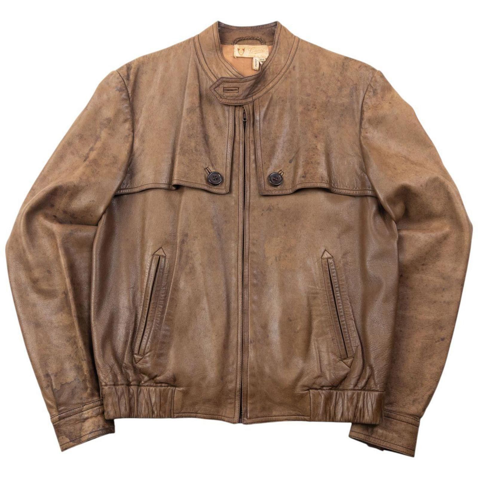 Gucci Vintage 80s Gucci Zip Up Leather Jacket Womens Size M Size US M / EU 48-50 / 2 - 1 Thumbnail