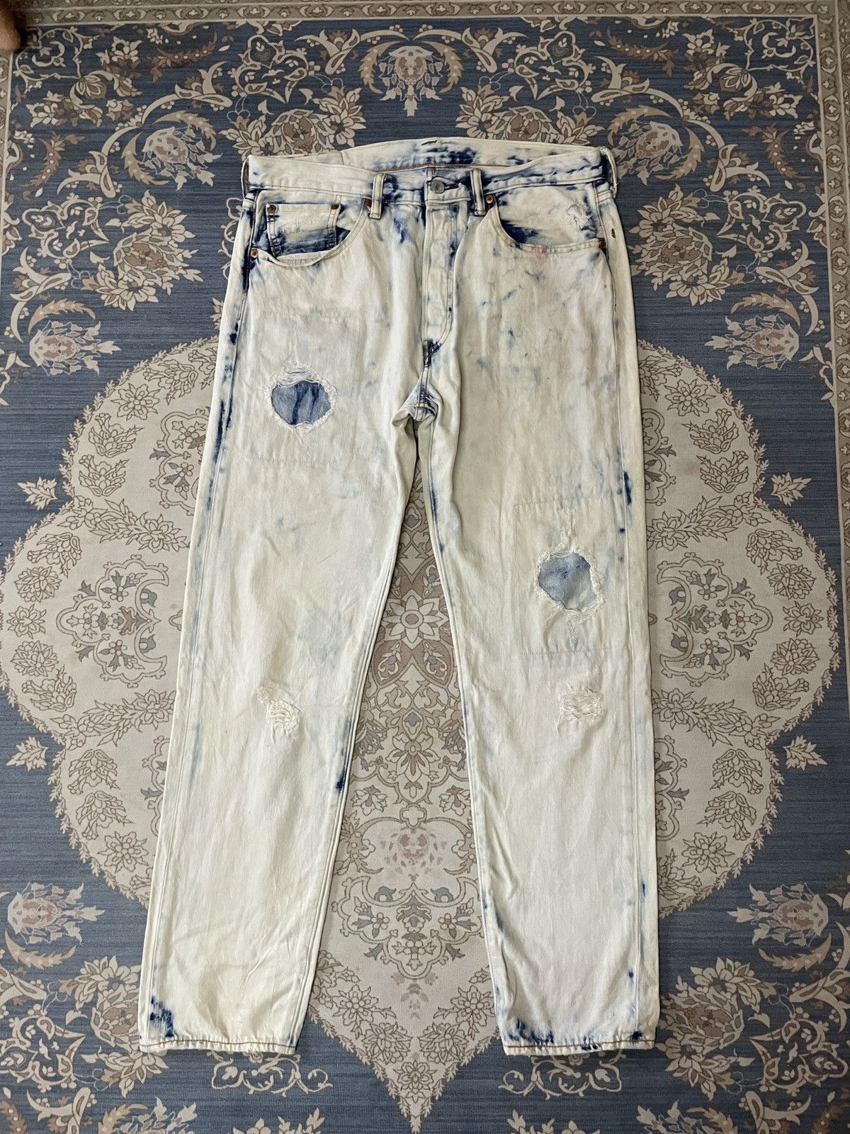 Levi's × Levi's Made & Crafted × Levi's Vintage Clothing Levi’s 501 Bleached boyfriend Denim Patchwork distressed W34 Size US 34 / EU 50 - 1 Thumbnail