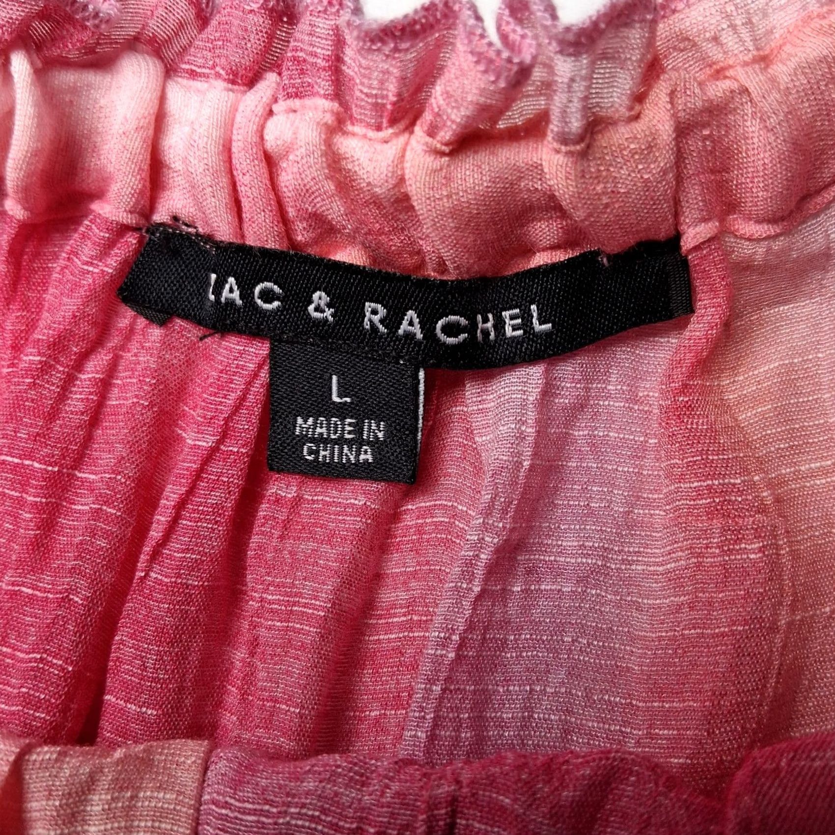 Vintage Zac & Rachel Blouse Large Pink Tie Dye Peasant Hippie Boho Off Shoulder 3/4 Sleeve Bell Sleeve Polyester Rayon Size L / US 10 / IT 46 - 6 Thumbnail