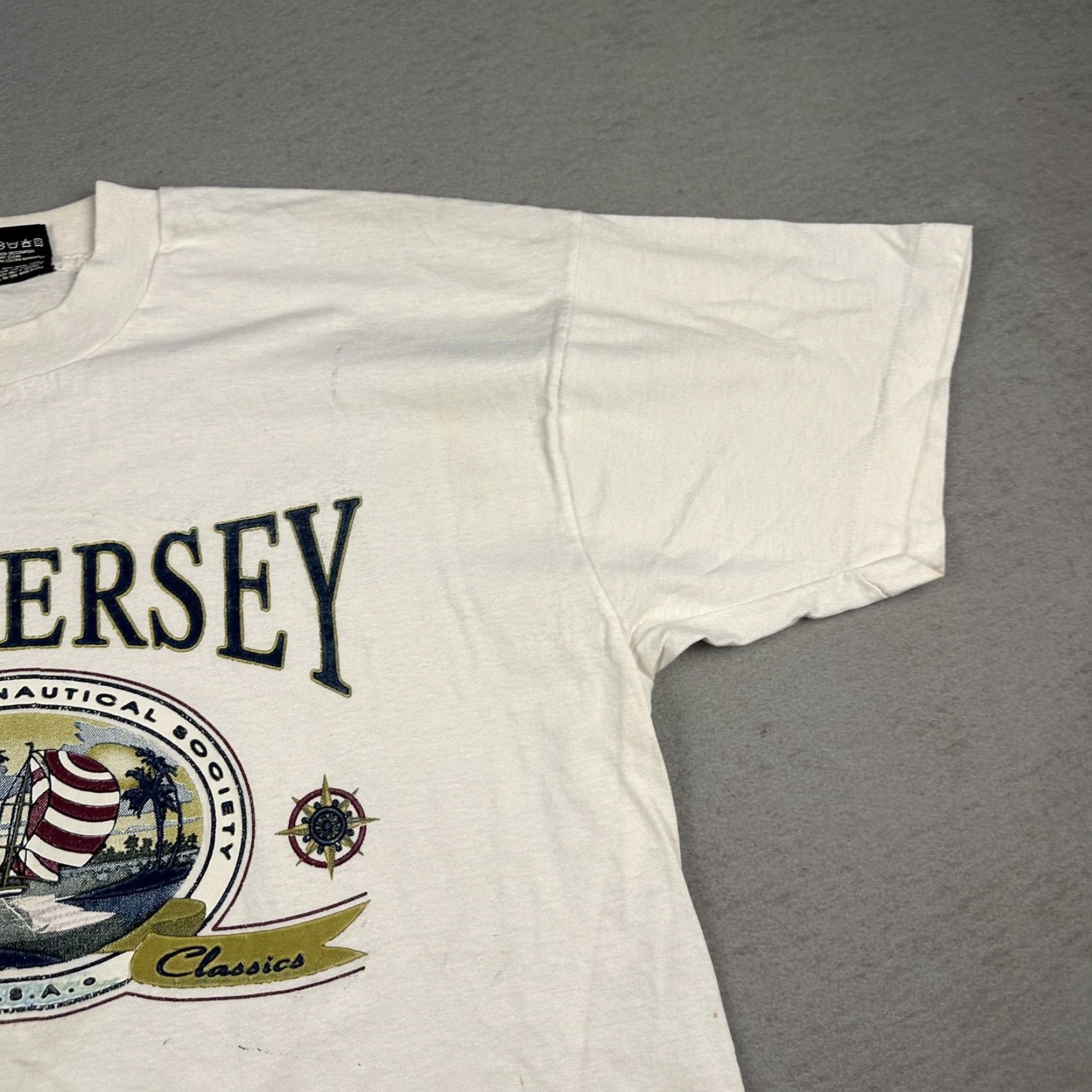 Fruit Of The Loom VINTAGE New Jersey Shirt Mens XL White Sailing Nautical Tourist Graphic 90s Size US XL / EU 56 / 4 - 6 Thumbnail