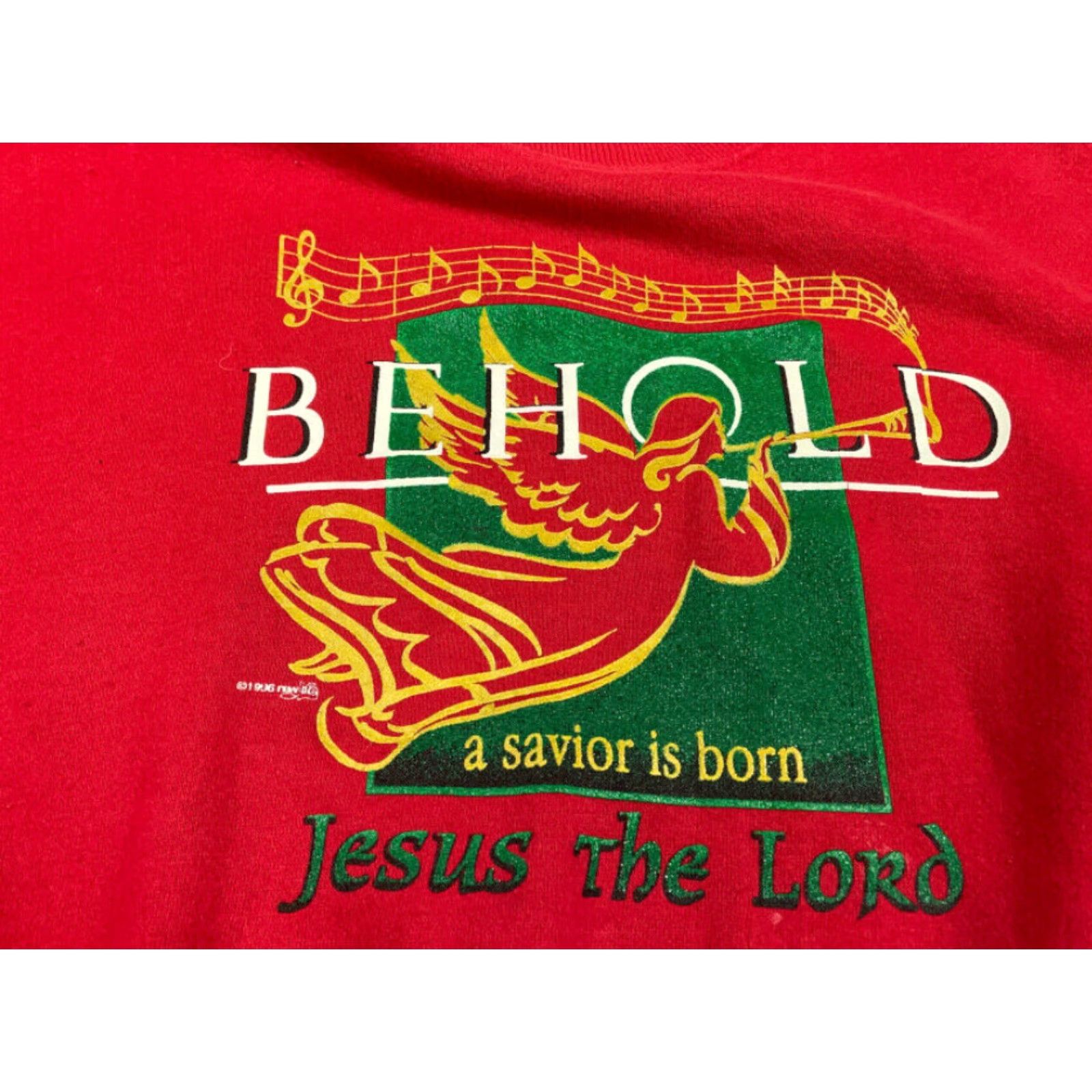 Lee VINTAGE 90s Christmas Jesus Is Born Sweatshirt Red Lee Crewneck Pullover Adult Large Womens Sweatshirt Size L / US 10 / IT 46 - 7 Thumbnail