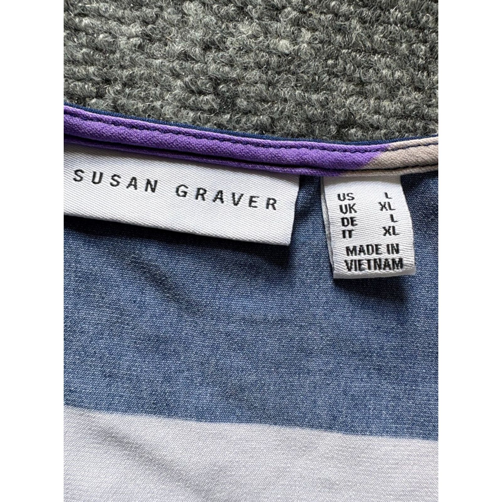 Vintage Susan Graver Top Womens Large Purple Striped Sleeveless Blouse Size L / US 10 / IT 46 - 2 Thumbnail