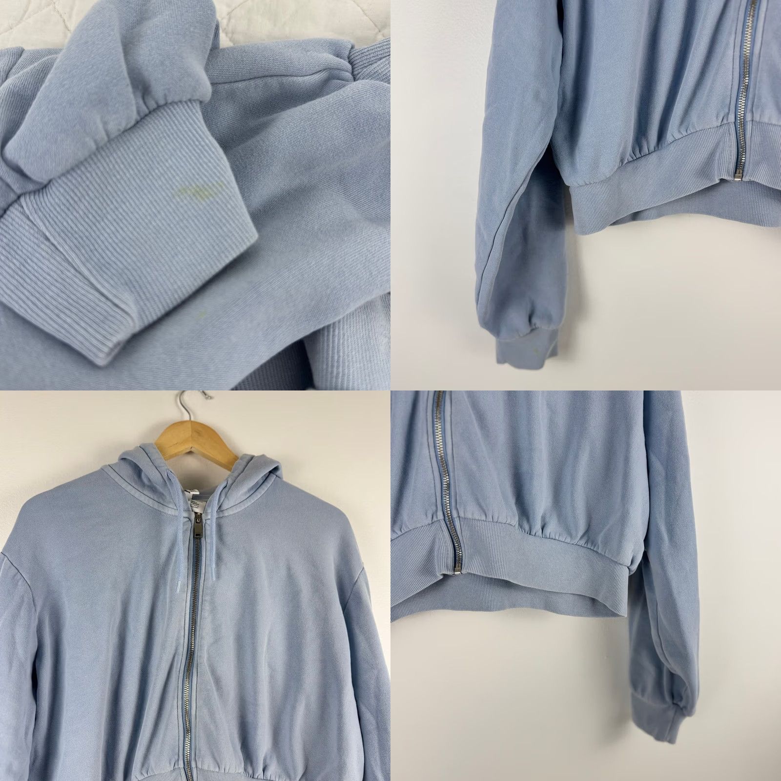 Vintage H M Divided Cropped Hoodie Blue Long Sleeve Zip Up Basic Size L Womens Size L / US 10 / IT 46 - 8 Thumbnail
