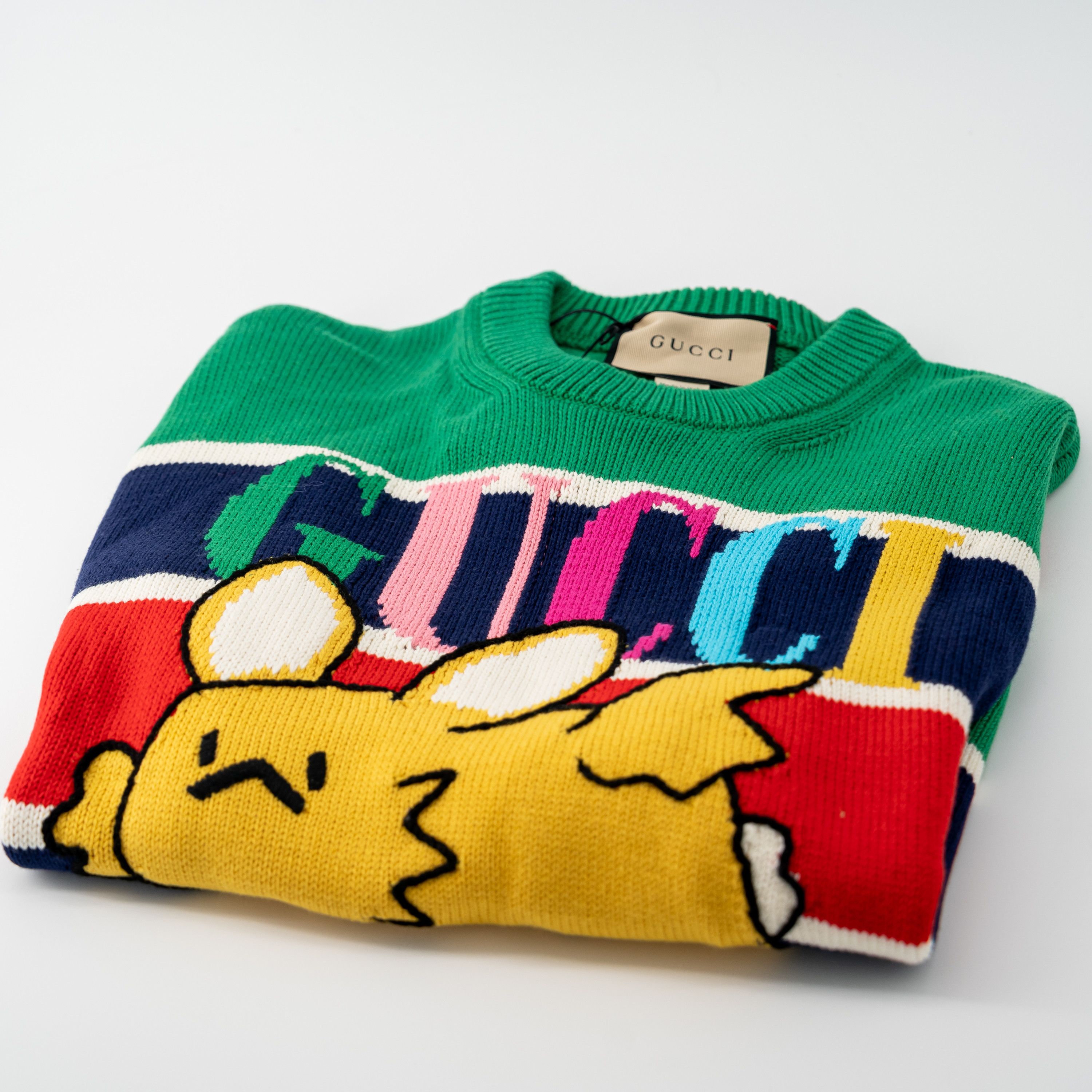 Gucci M - Gucci Kawaii Striped Sweater Green Red Cotton Wool Size US M / EU 48-50 / 2 - 5 Thumbnail