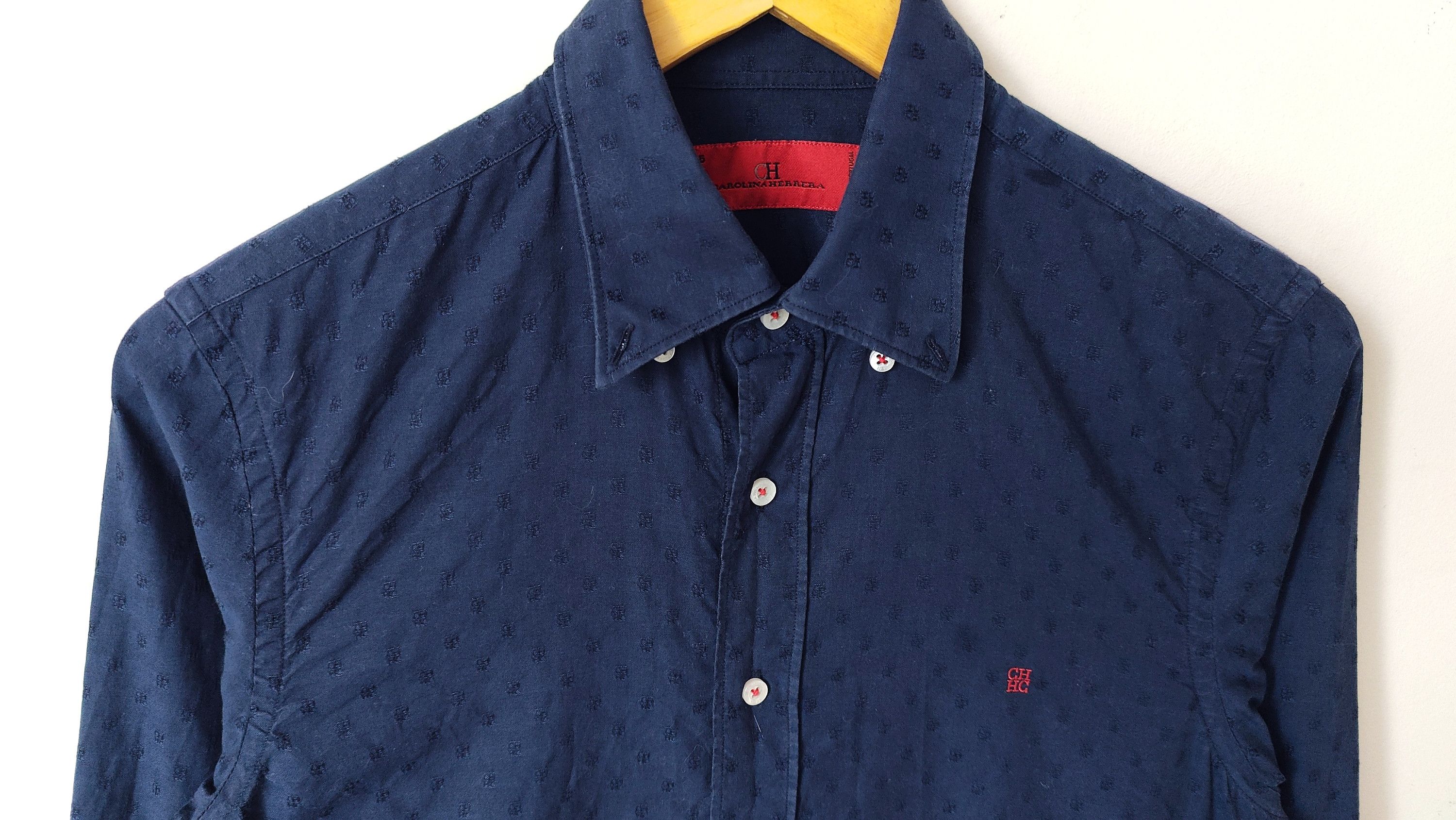 Carolina Herrera Carolina Herrera Full Monogram Navy Shirt Size US L / EU 52-54 / 3 - 3 Thumbnail