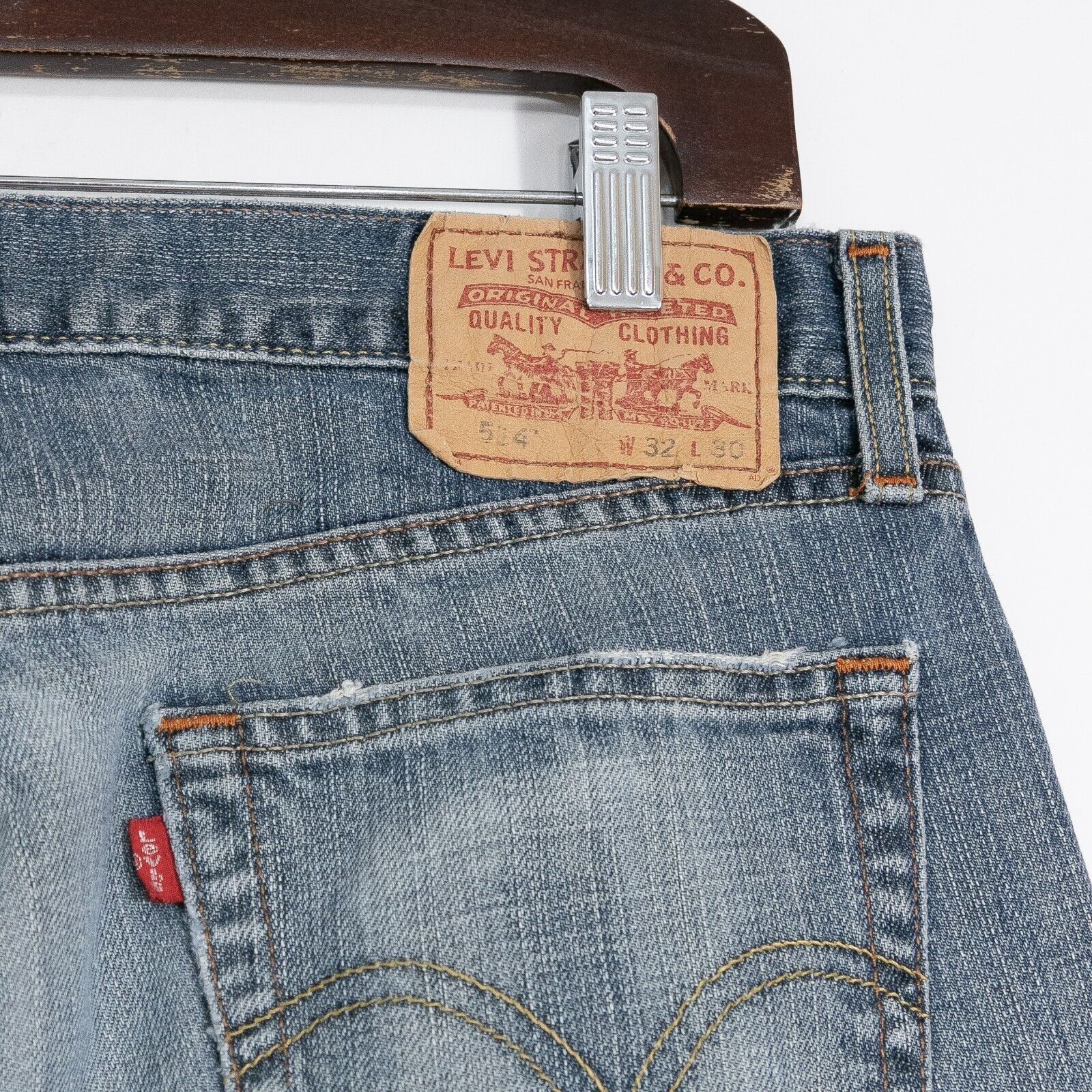 Levi's × Vintage Vintage Levis 514 Jeans 32x30 Faded Distressed Slim Straight Size US 32 / EU 48 - 8 Thumbnail
