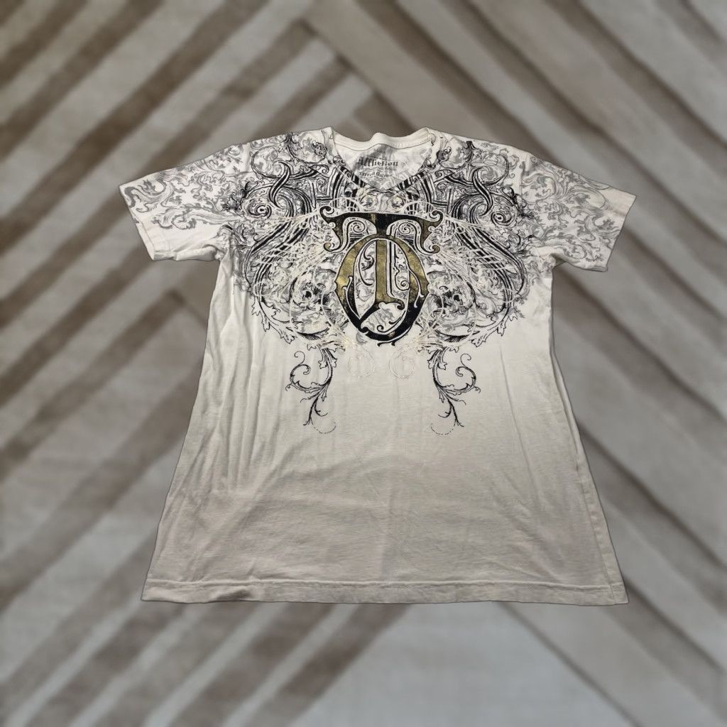 Affliction VINTAGE Affliction Terrell Owen’s V Neck T Shirt Men’s XL White Signatures Series Short Sleeve Men XL V-Neck T-Shirt Size US XL / EU 56 / 4 - 1 Thumbnail