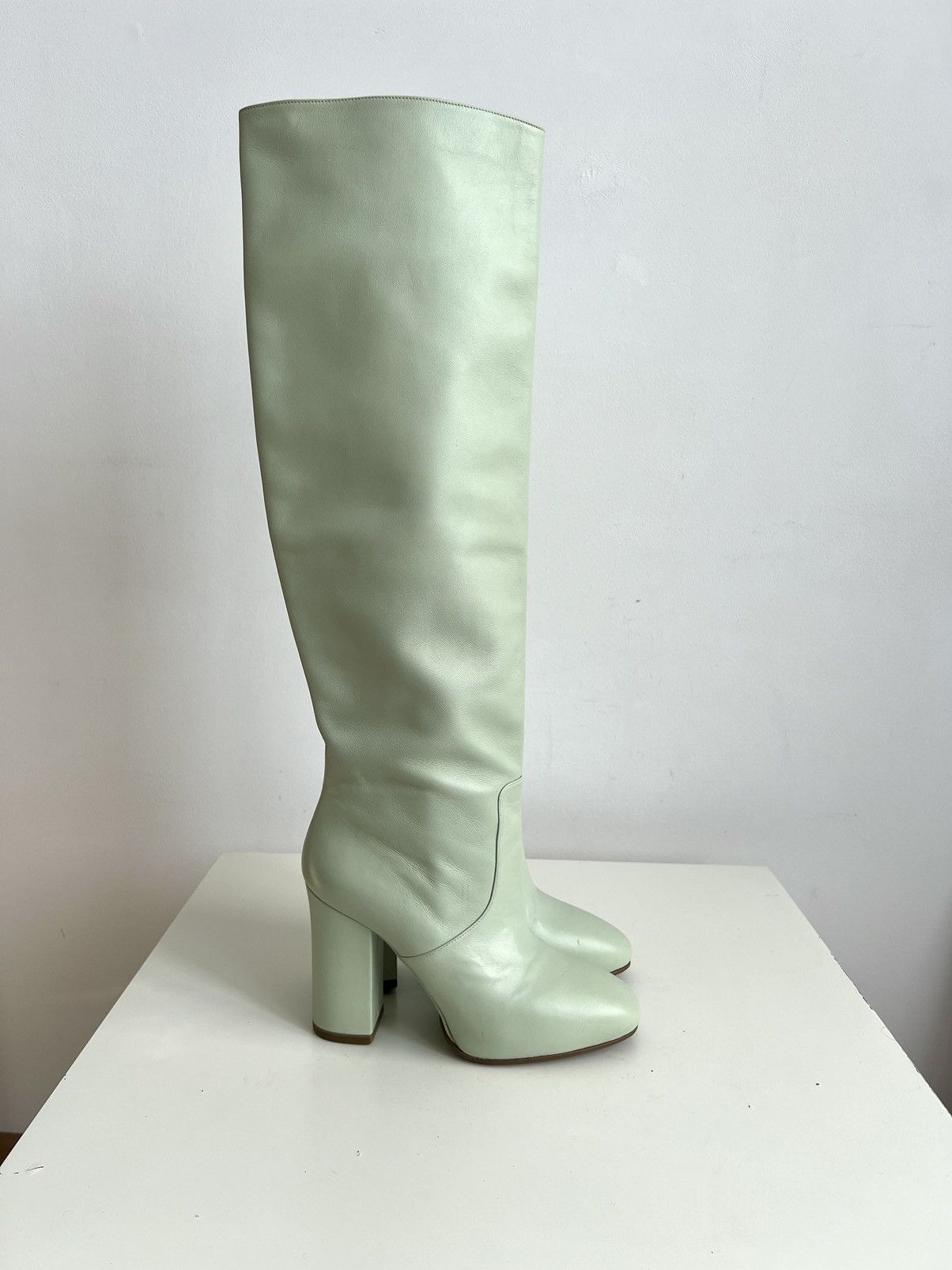 Dries Van Noten 🔥F/W20 Dries Van Noten Knee High Mint Calf Leather Boots Size US 9 / IT 39 - 1 Thumbnail