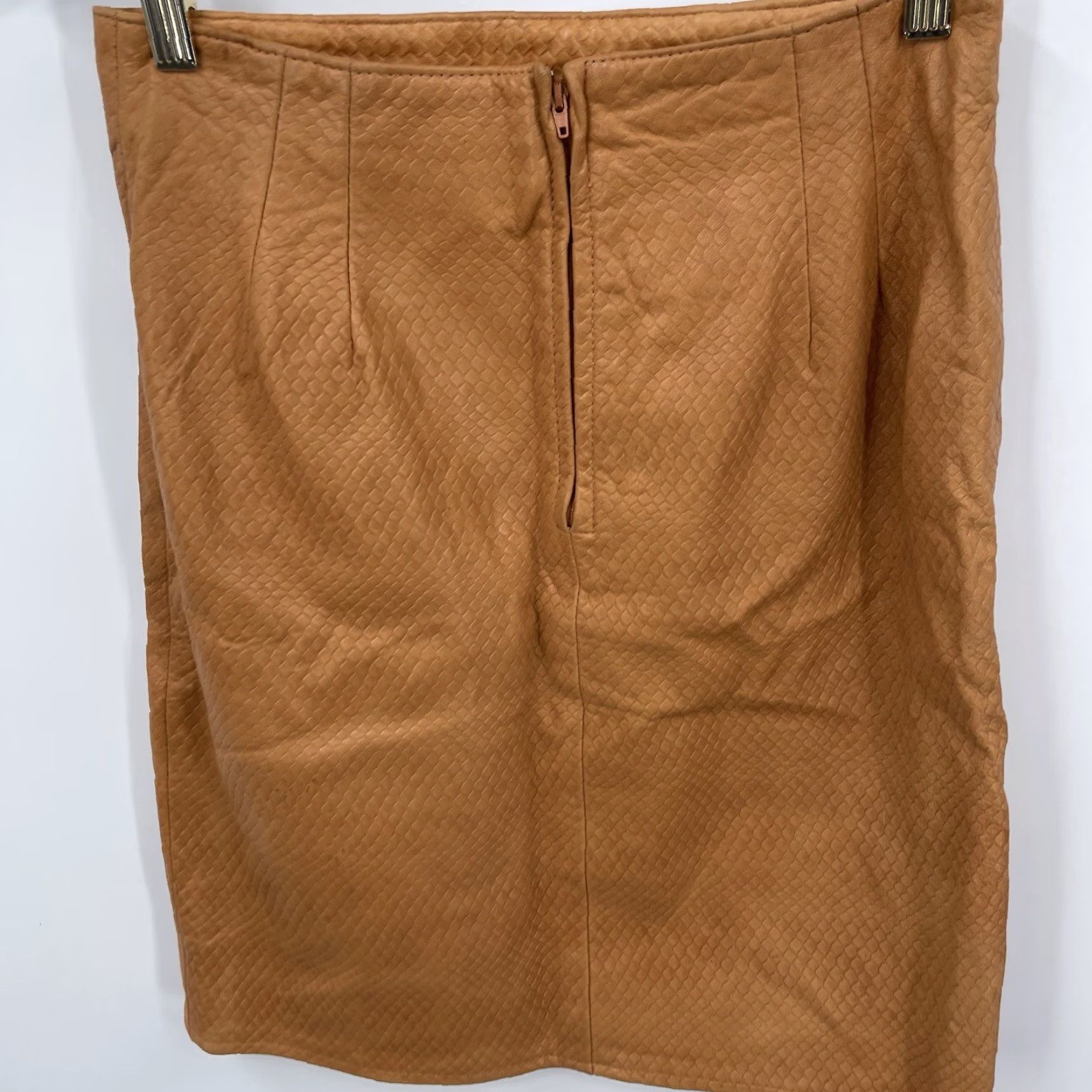Vintage Vakko Skirt Womens 8 Brown Leather Mini Pencil Solid 90s Bohemian Size 30" / US 8 / IT 44 - 4 Thumbnail
