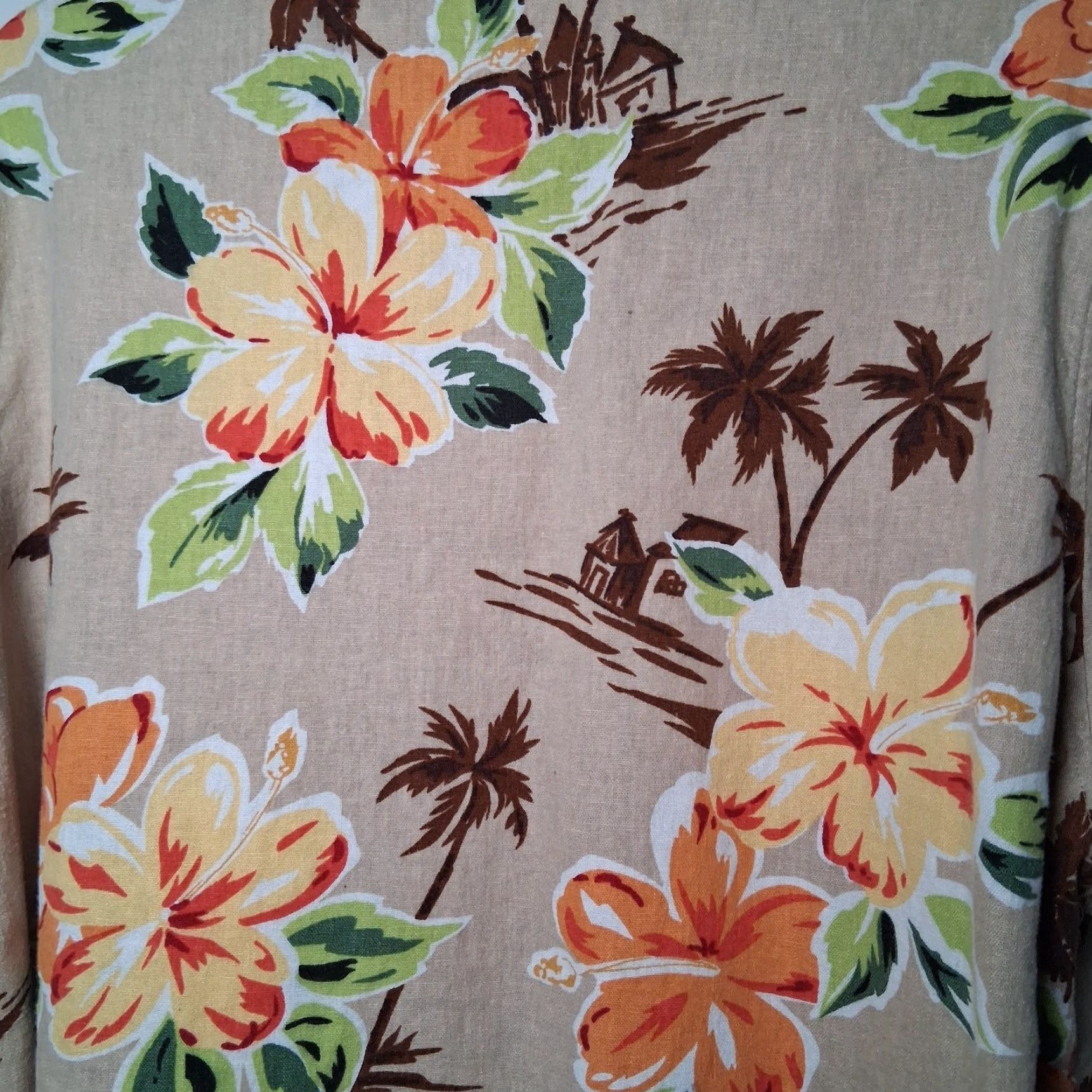 Vintage VINTAGE? White Stag Womens Plus Size Shirt 22 24 Brown Linen Blend Hawaiin Beach Hibiscus Size 3XL / US 20-22 - 7 Thumbnail