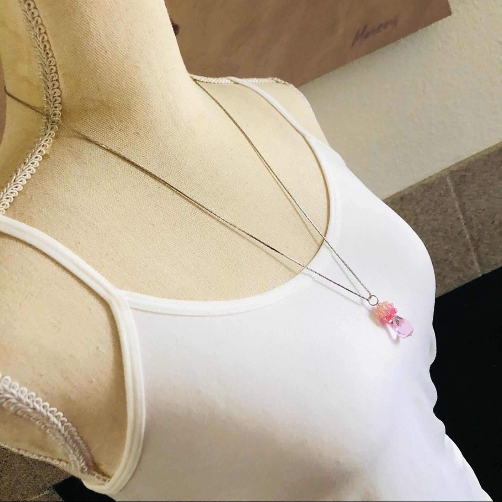 Jewelry Faceted pink glass crystal cluster pendant necklace Size ONE SIZE - 3 Thumbnail