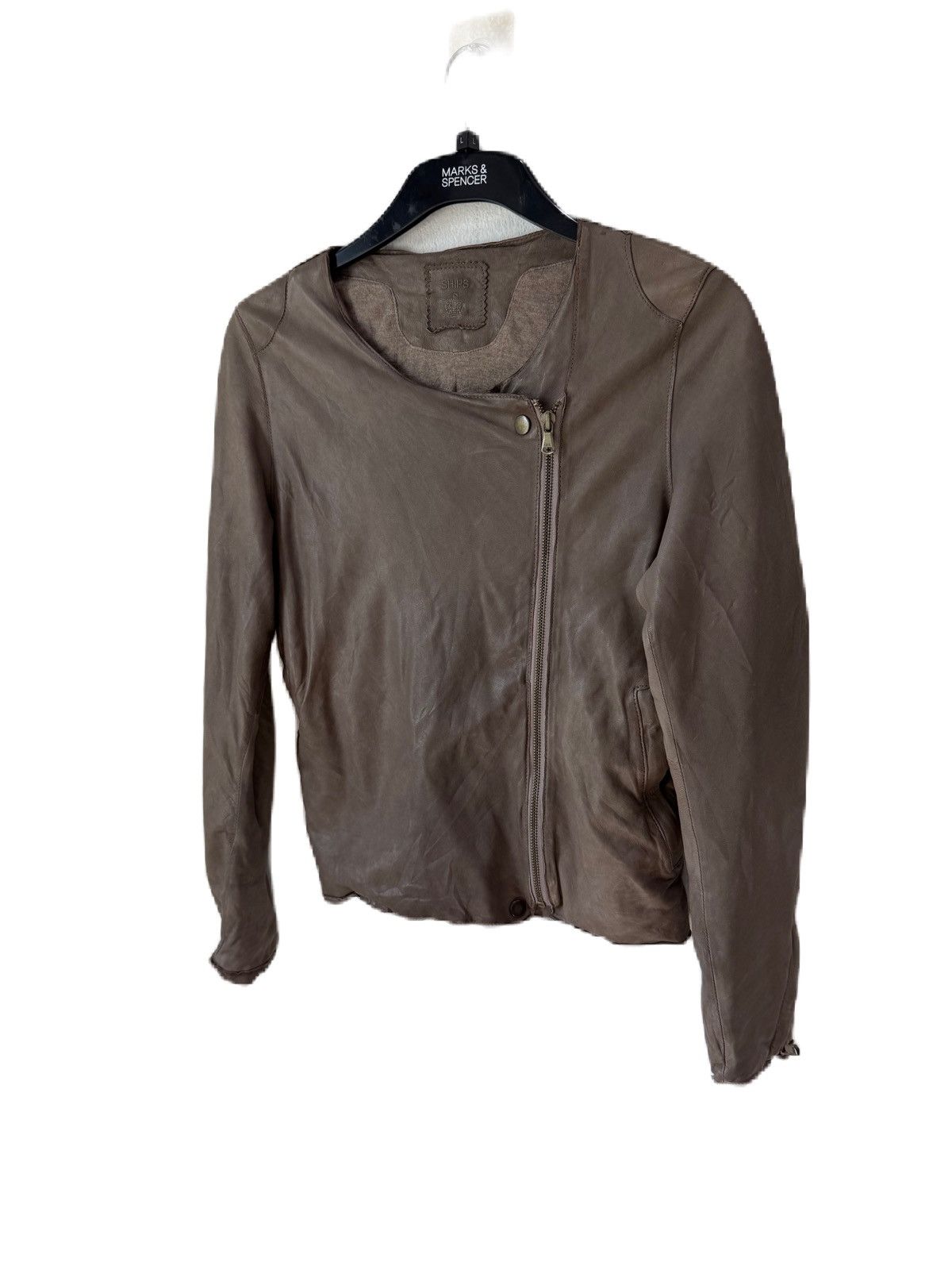 SHIPS JAPANESE BRAND SHIPS LEATHER JACKET ASYMMETRIC SHEEPSKIN Size M / US 6-8 / IT 42-44 - 6 Thumbnail