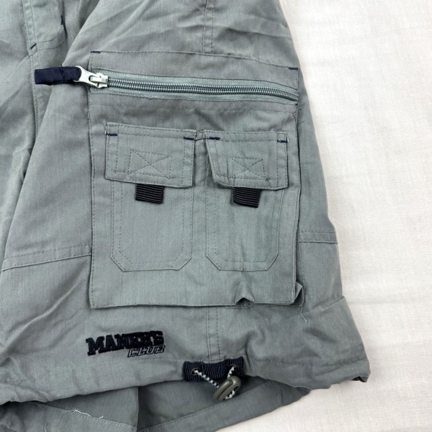 Vintage VINTAGE Maners Club Cargo Shorts Men XL Gray Polyester Drawstring 9in Inseam Casual Y2K 90s Outdoor Hunting Fishing NWT Size US 36 / EU 52 - 3 Thumbnail
