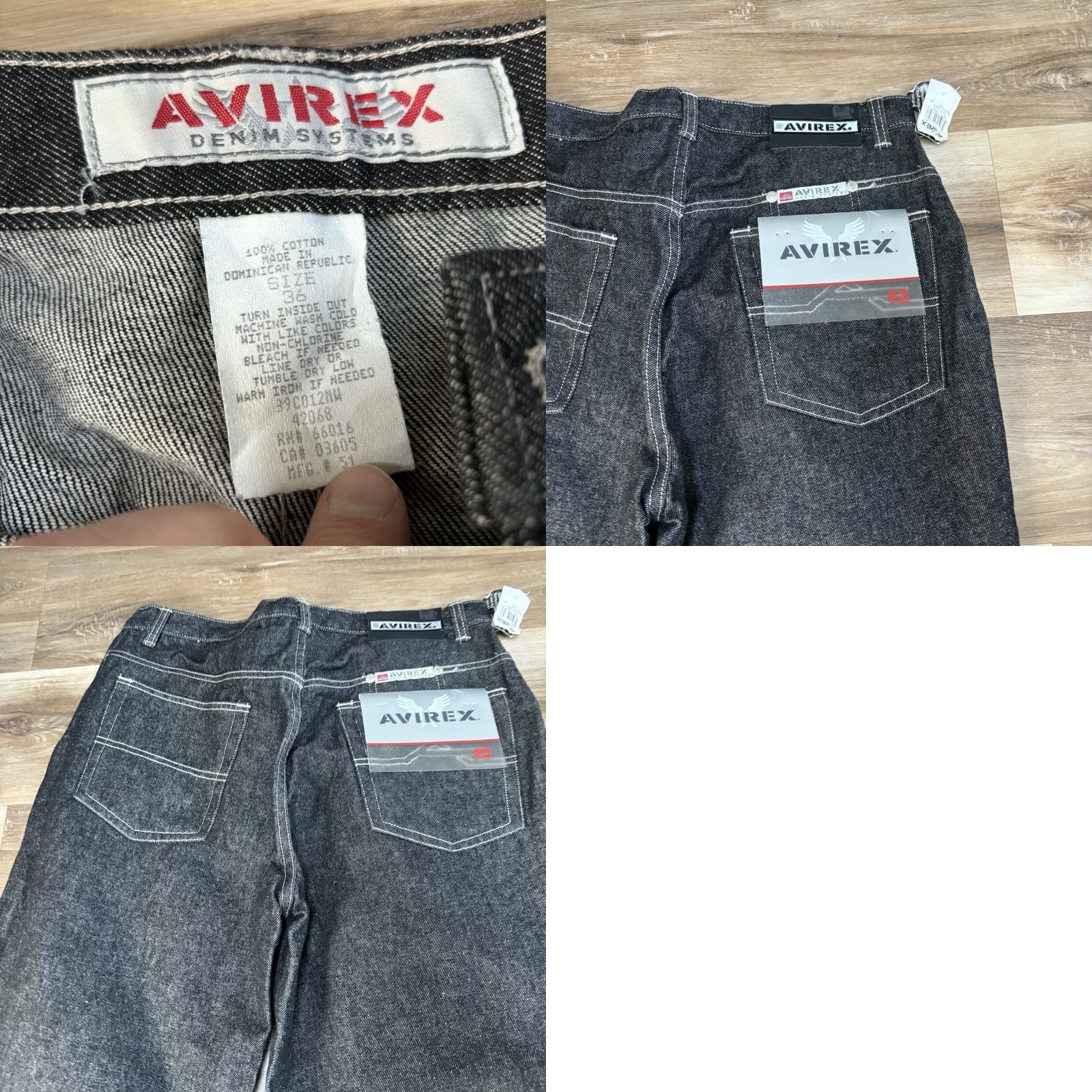 Avirex VINTAGE Avirex Jeans Mens 36 x 34 Baggy Embroidered Raw Denim Black Skater Size US 36 / EU 52 - 8 Thumbnail