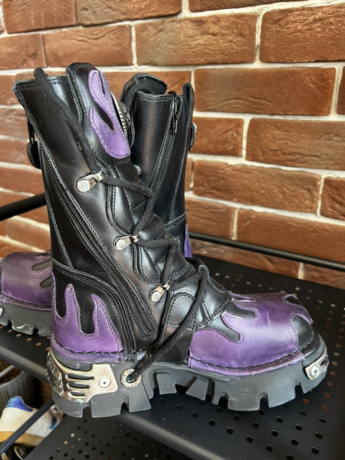 Vintage New Rock Flames 00s Boots Avant Garde Platfrom Vintage Size US 6 / IT 36 - 4 Thumbnail