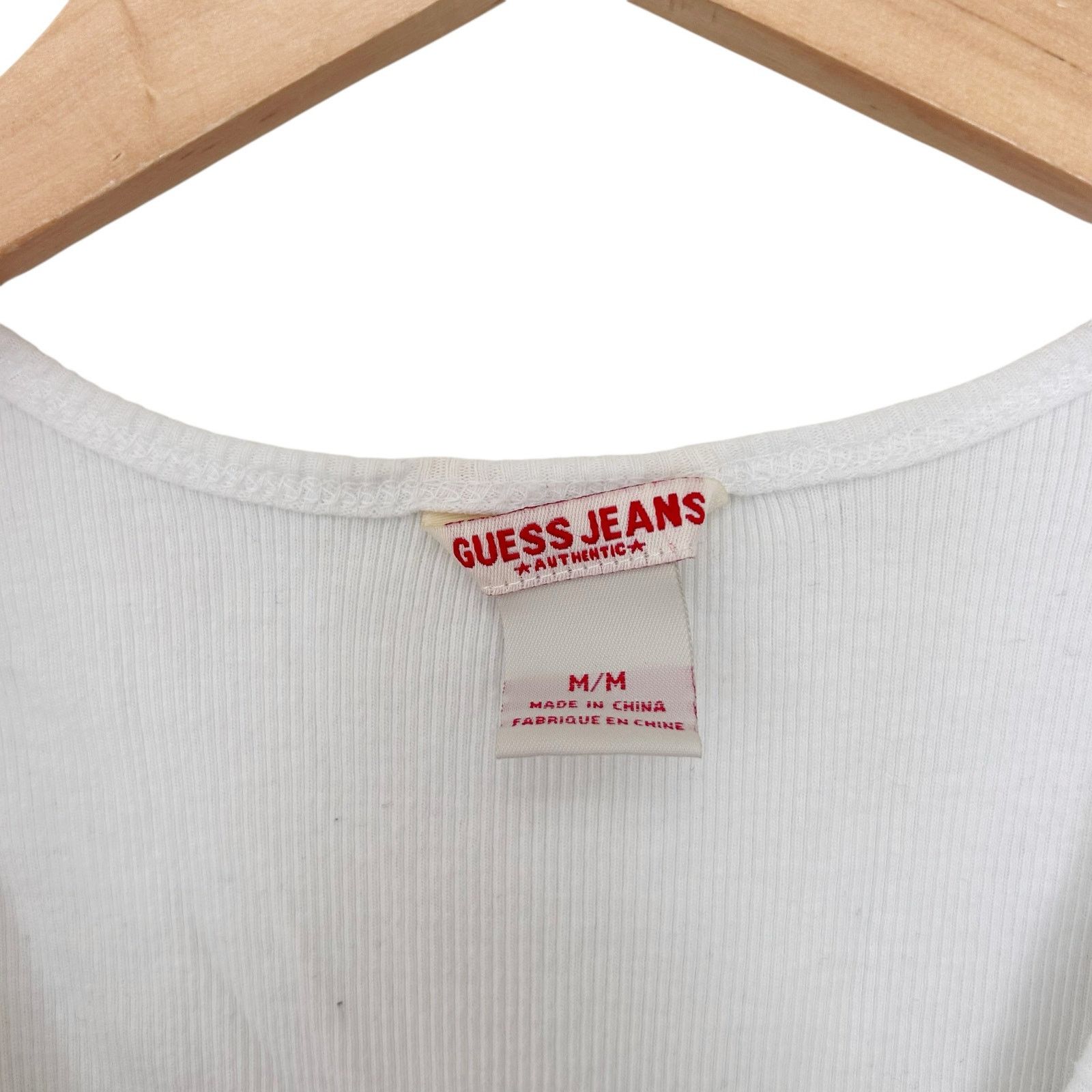 Guess Guess Y2K Rhinestone White Ribbed Tank Top Sz M Size M / US 6-8 / IT 42-44 - 2 Thumbnail