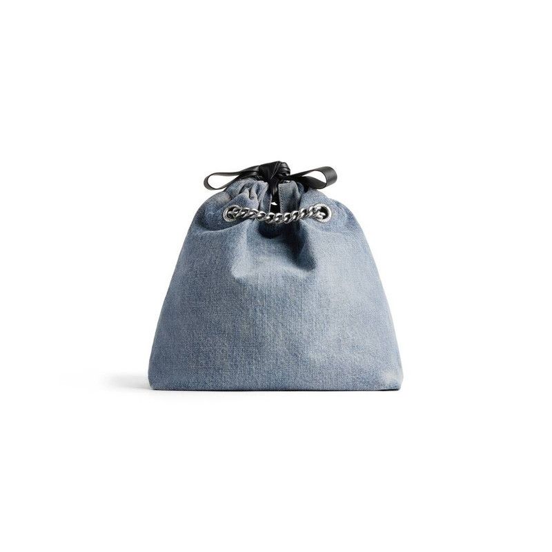 Balenciaga o1tr1nto0526 Size: OS / Crush Small Tote Bag Denim in Blue Size ONE SIZE - 4 Thumbnail