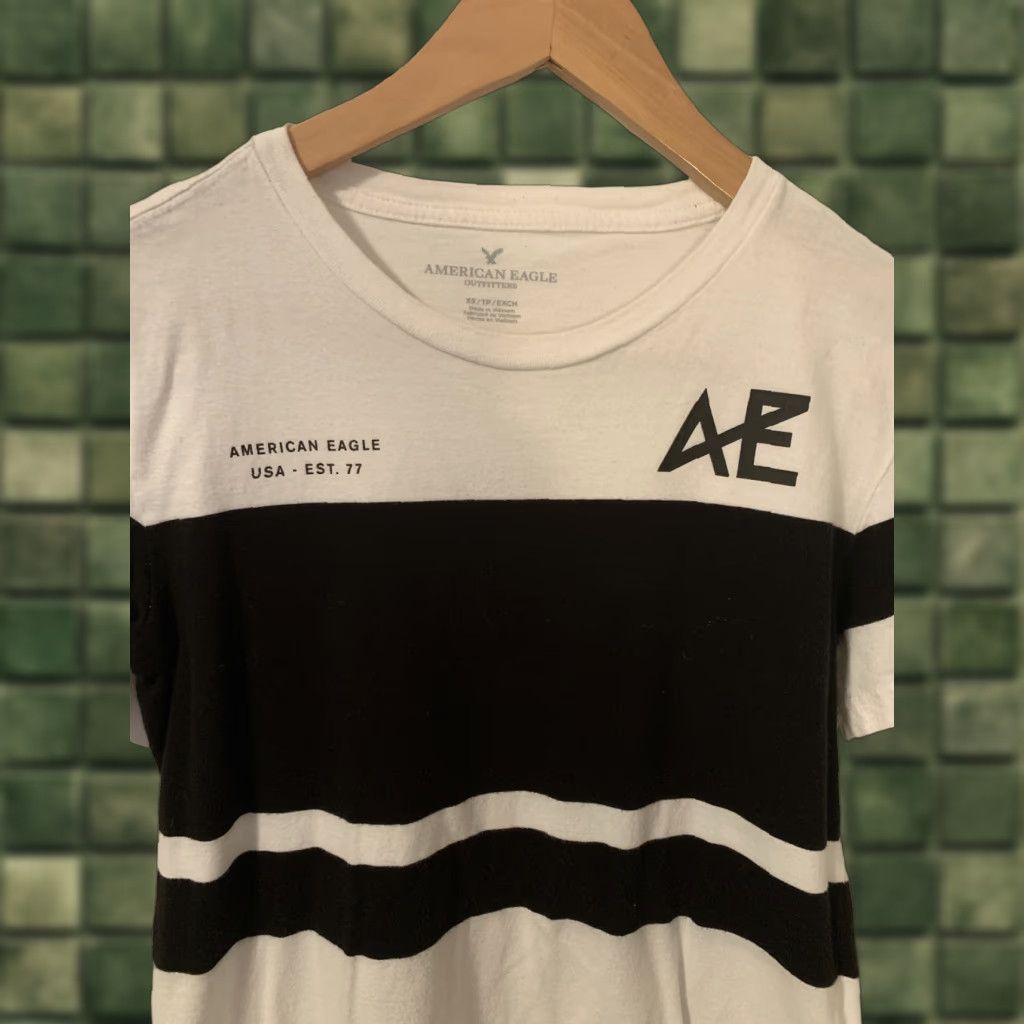 American Eagle Outfitters american eagle shirt XS striped short sleeve black white AE Adults Mens Size US XS / EU 42 / 0 - 1 Thumbnail