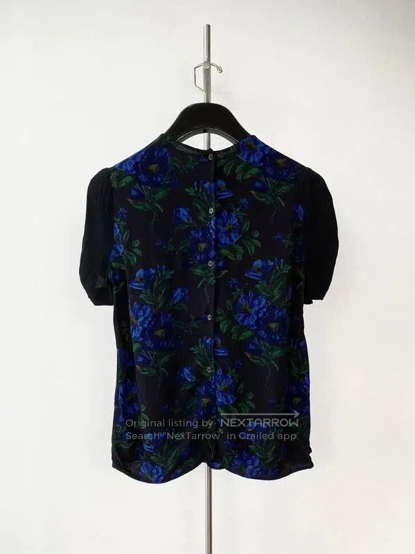 Miu Miu Miu Miu Black Floral Chiffon T-shirt . Size S / US 4 / IT 40 - 2 Thumbnail