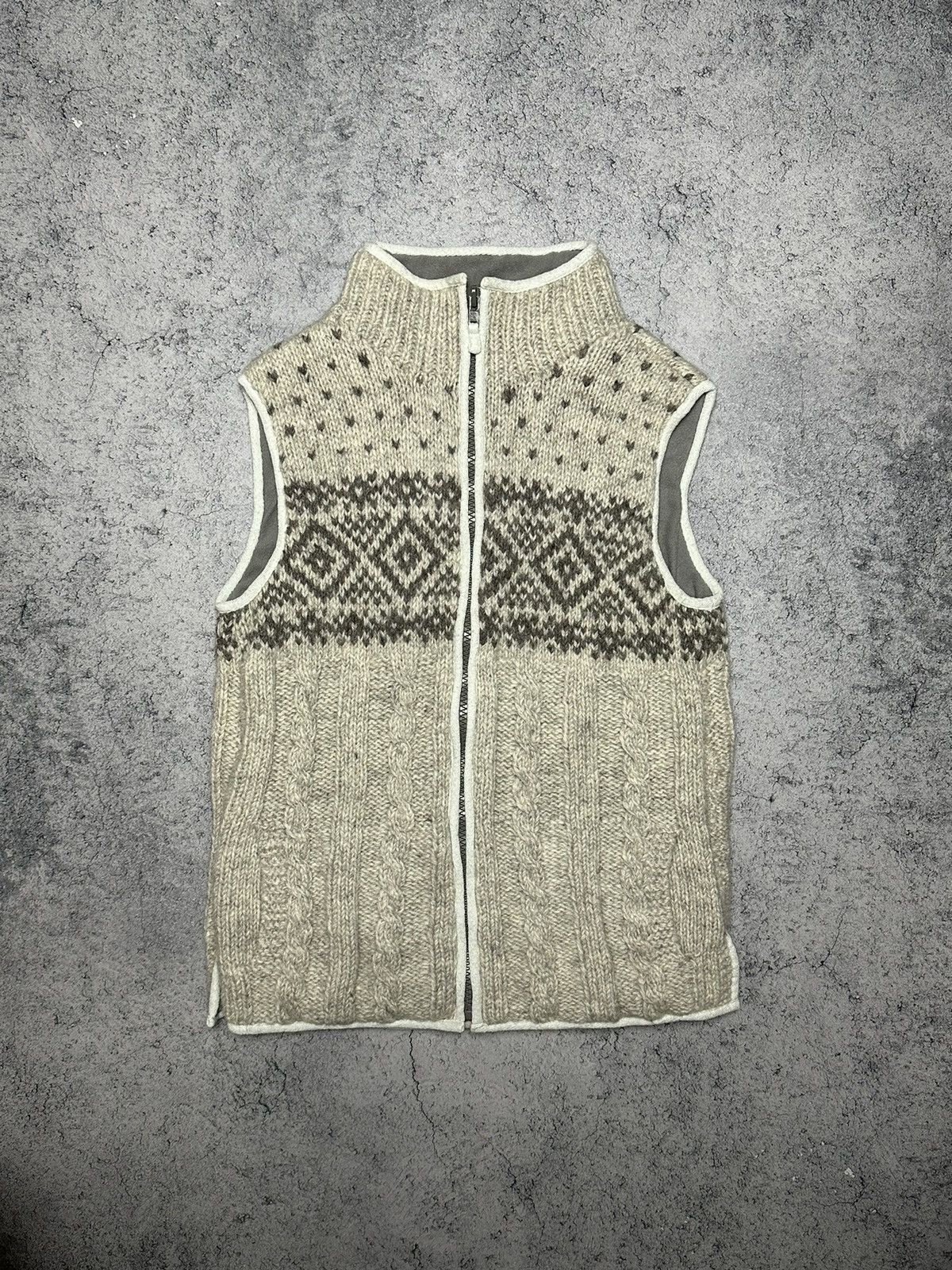 Handmade Pachamama Handknit Wool Nepal Zip Vest Sweater Size US S / EU 44-46 / 1 - 1 Thumbnail