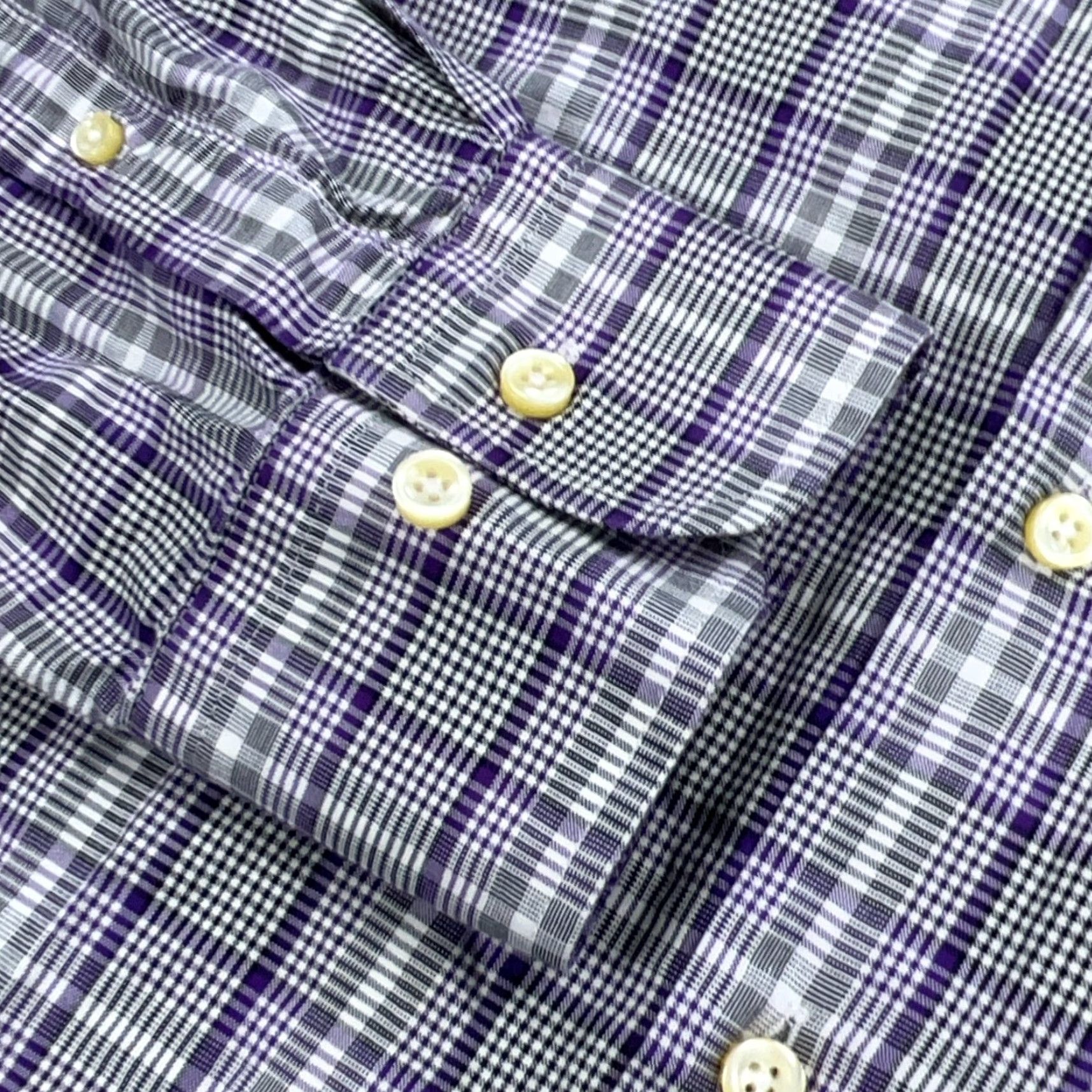 Peter Millar Peter Millar Shirt Men L Purple Button Up Plaid Dress Poplin Flat Pocket Size 42R - 3 Thumbnail