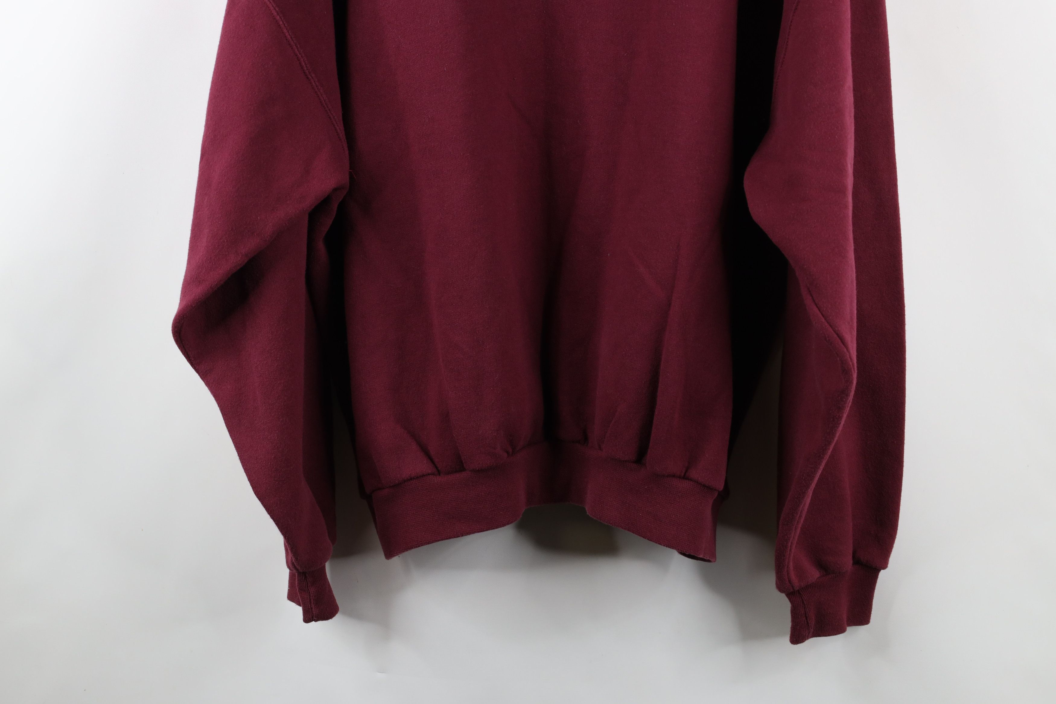 Vintage Vintage 90s Streetwear Blank Crewneck Sweatshirt Maroon Size US XXL / EU 58 / 5 - 12 Thumbnail