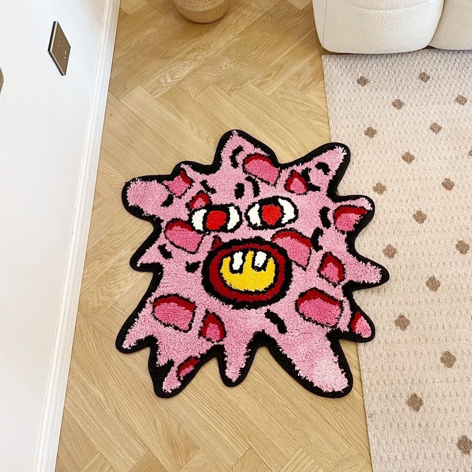 Handmade Design Handmade Cartoon Kawaii Cherry Bomb Carpet Rug Size ONE SIZE - 6 Thumbnail