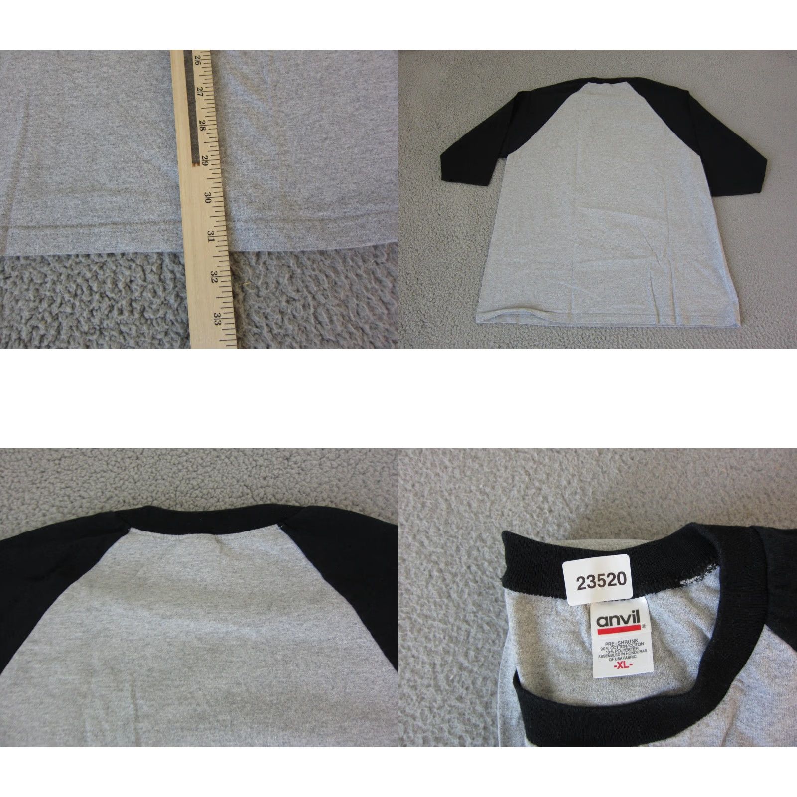 Anvil VINTAGE ESPN Shirt Mens XL Gray Anvil 90s T-Shirt Crew Neck 3/4 Sleeve Athletic Cotton Jersey Baseball Sports Casual Size US XL / EU 56 / 4 - 8 Thumbnail