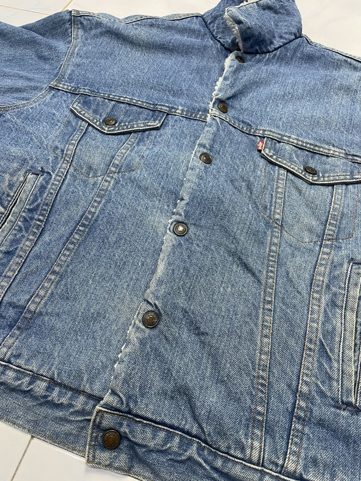 Levi's 90's Levi’s Sherpa Vintage Denim Jacket White Tag Size US M / EU 48-50 / 2 - 2 Thumbnail