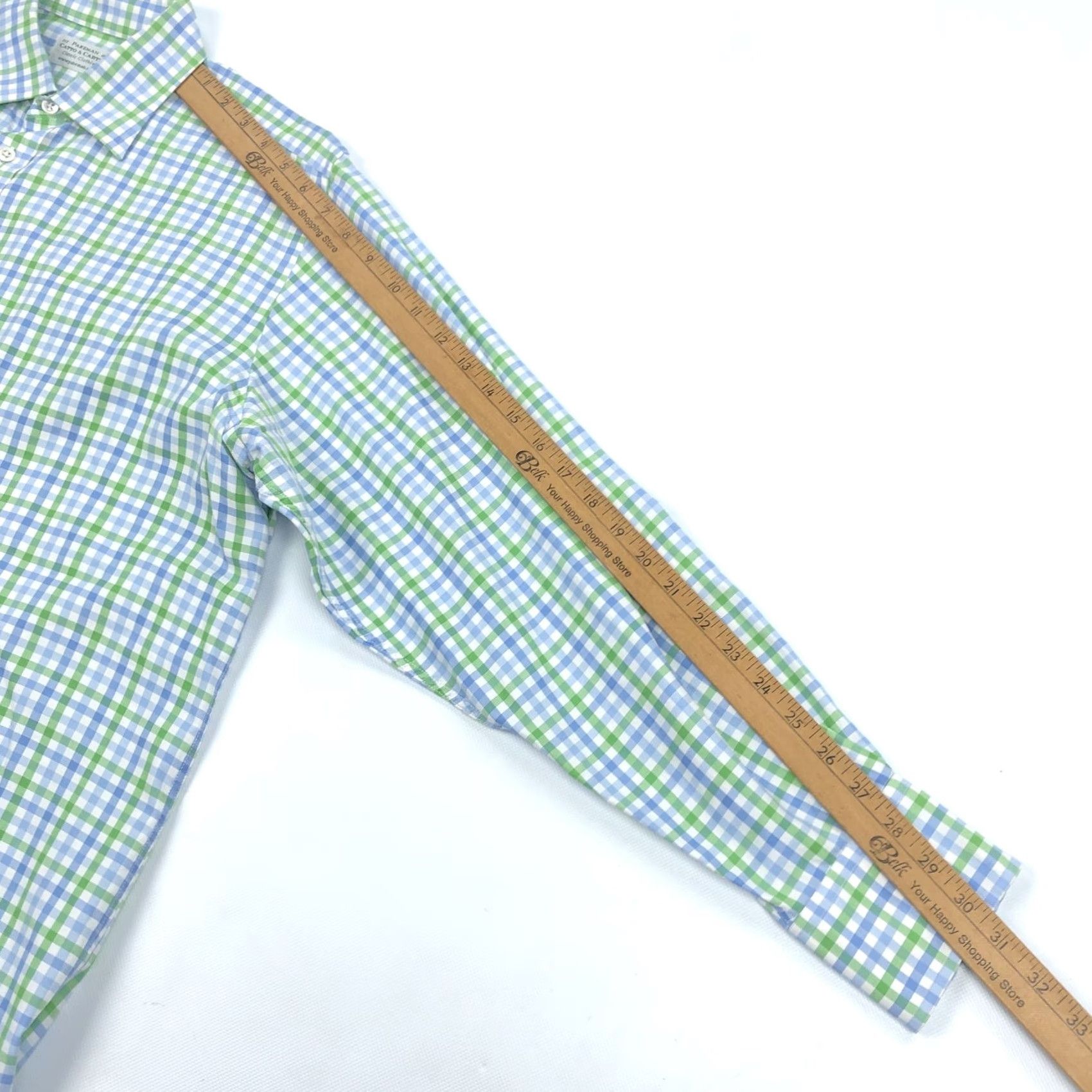 Vintage Pakeman Catto & Carter Button-Up Shirt Gingham Casual Business Travel Mens 16.5 XL Blue Green White Size US XL / EU 56 / 4 - 7 Thumbnail