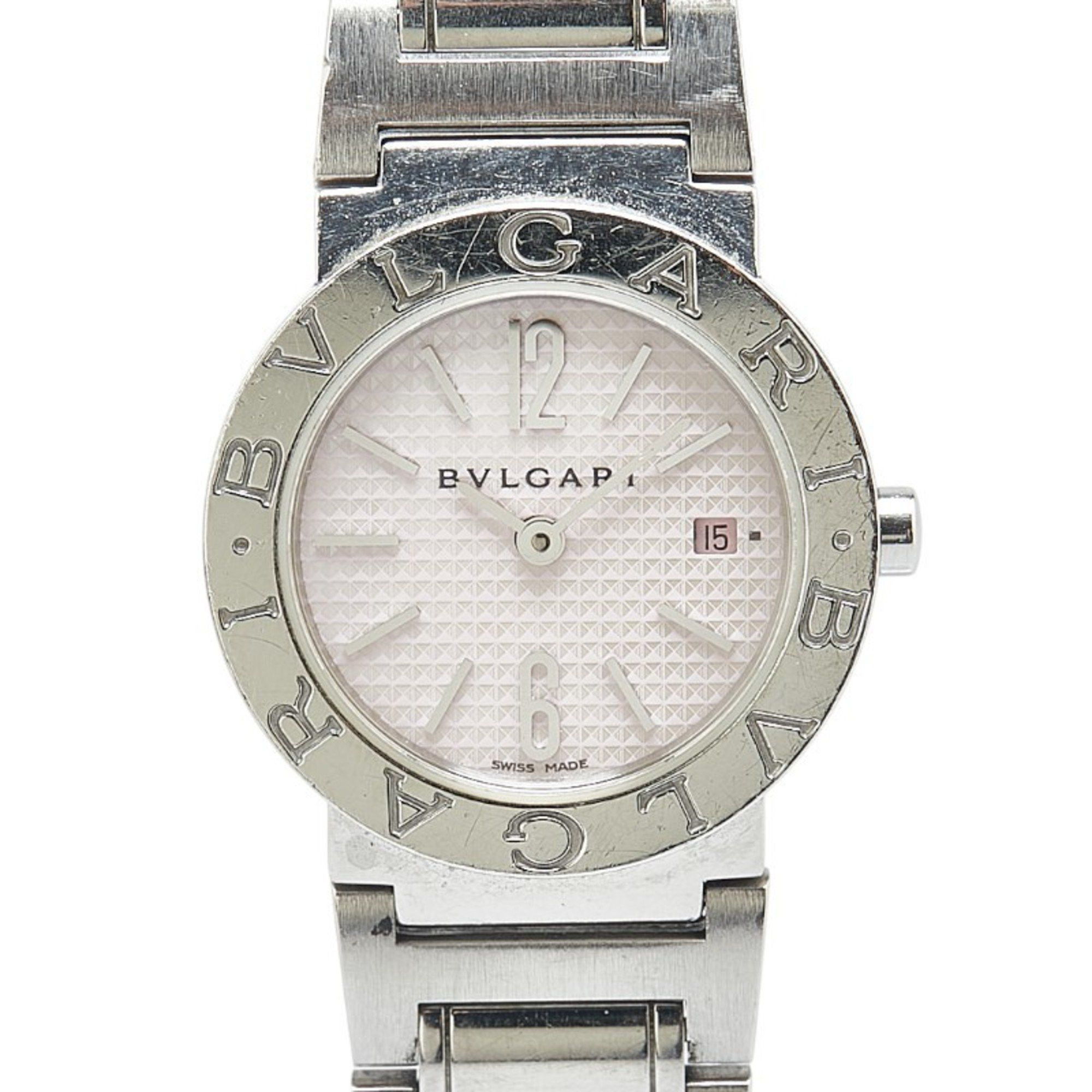 Bvlgari Watch Bb26 Quartz Pink Dial Stainless Steel Ladies, Women's