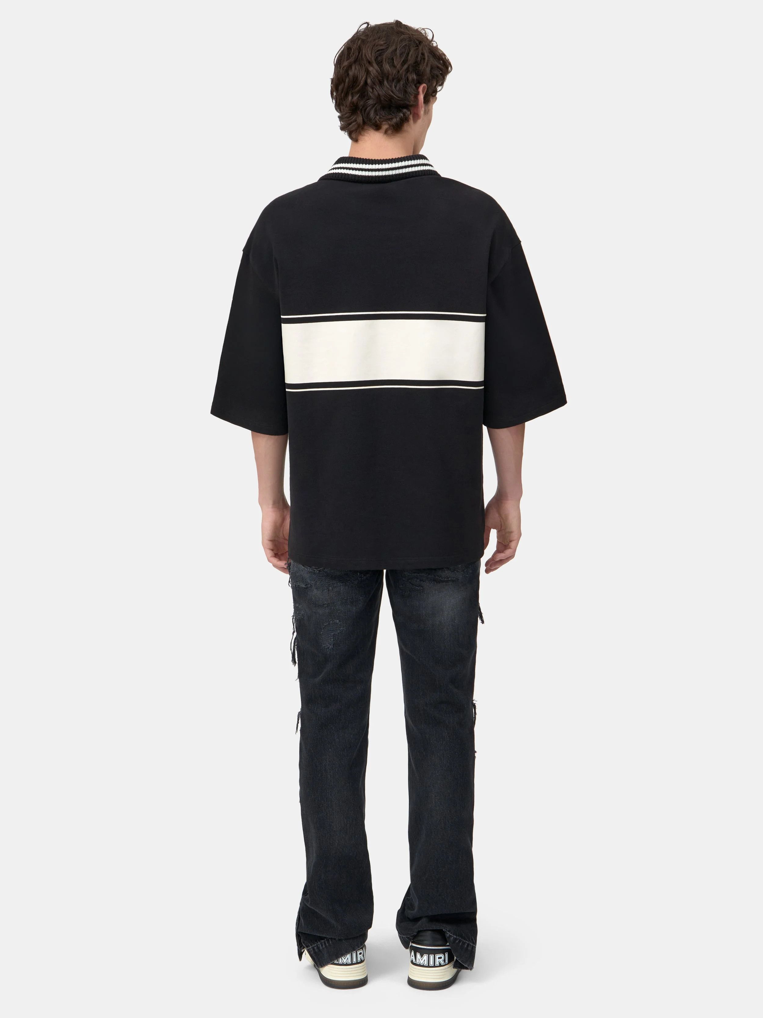 Amiri os11x0326 Sport Oversized Polo Shirt in Black/White Size US S / EU 44-46 / 1 - 4 Thumbnail