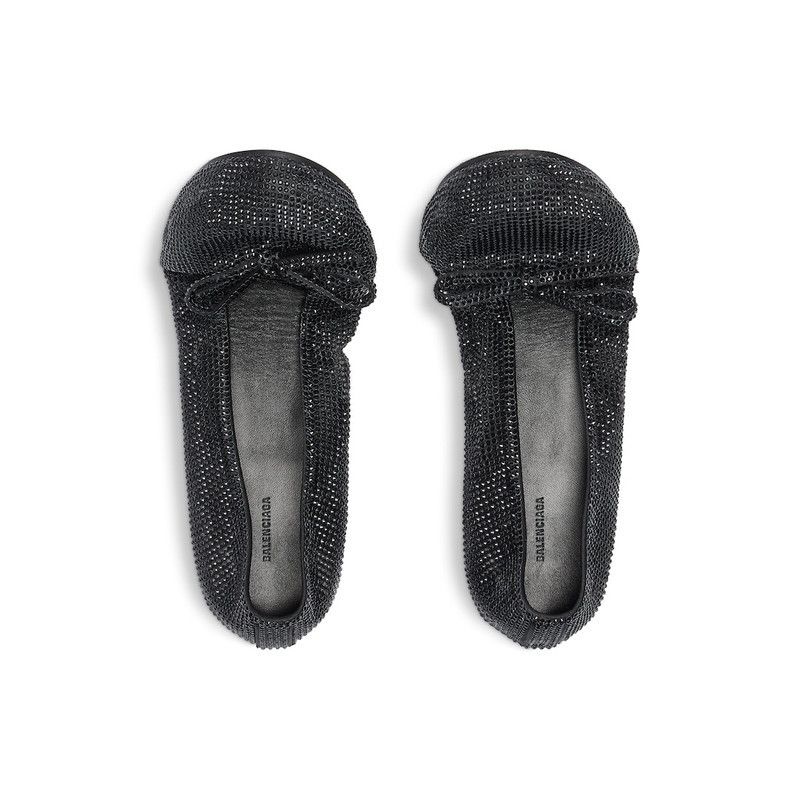 Balenciaga o1w1db10526 Leopold Ballerina With Rhinestones in Black Size US 9 / IT 39 - 6 Thumbnail