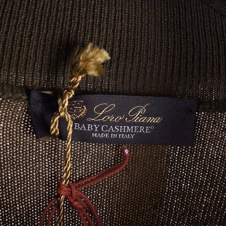 Loro Piana LORO PIANA Men's high collar cashmere sweater olive green Size US XL / EU 56 / 4 - 4 Thumbnail