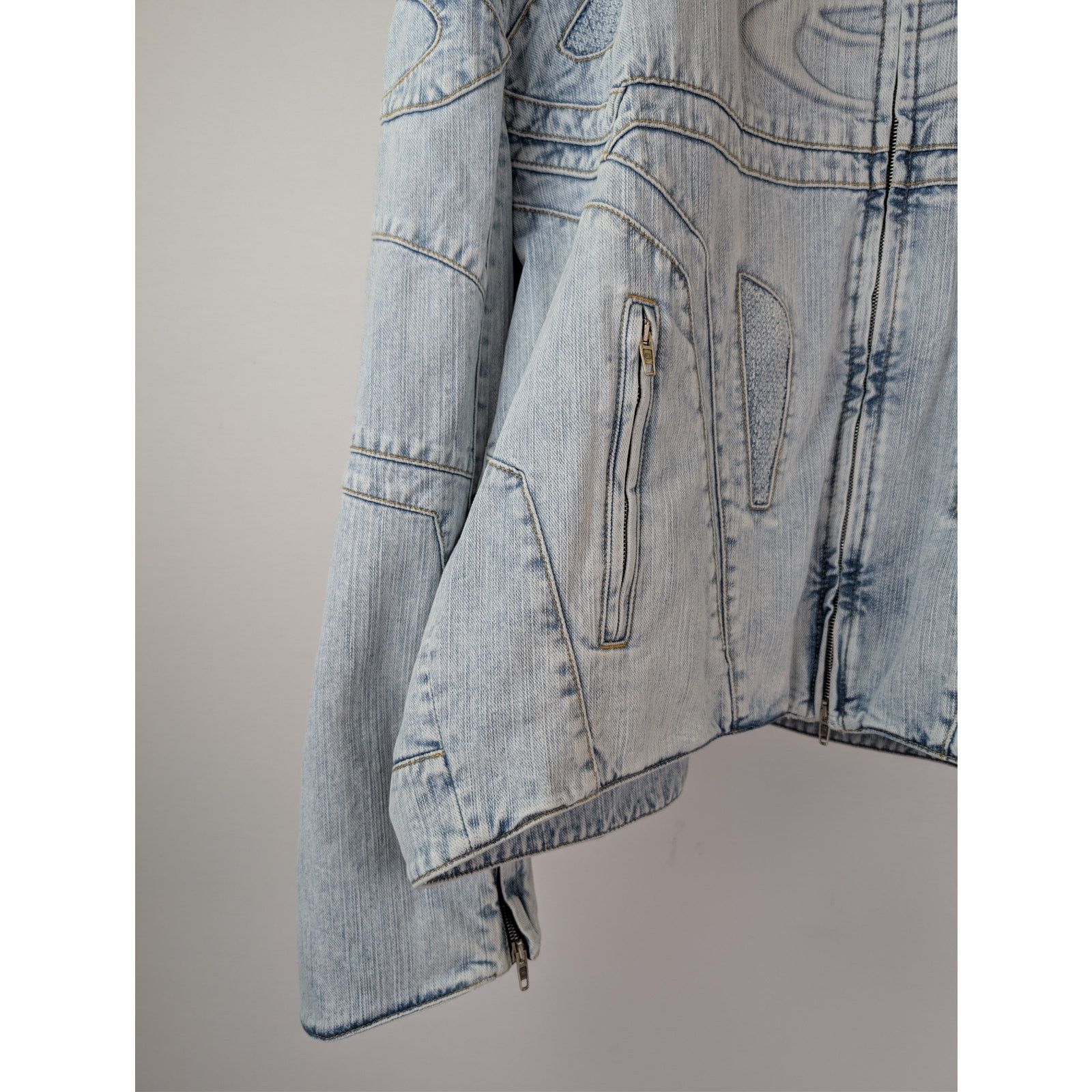 Balenciaga o1rshd1 Italian Indigo Ring Denim Racer Jacket Bleached Ring Size US XL / EU 56 / 4 - 6 Thumbnail